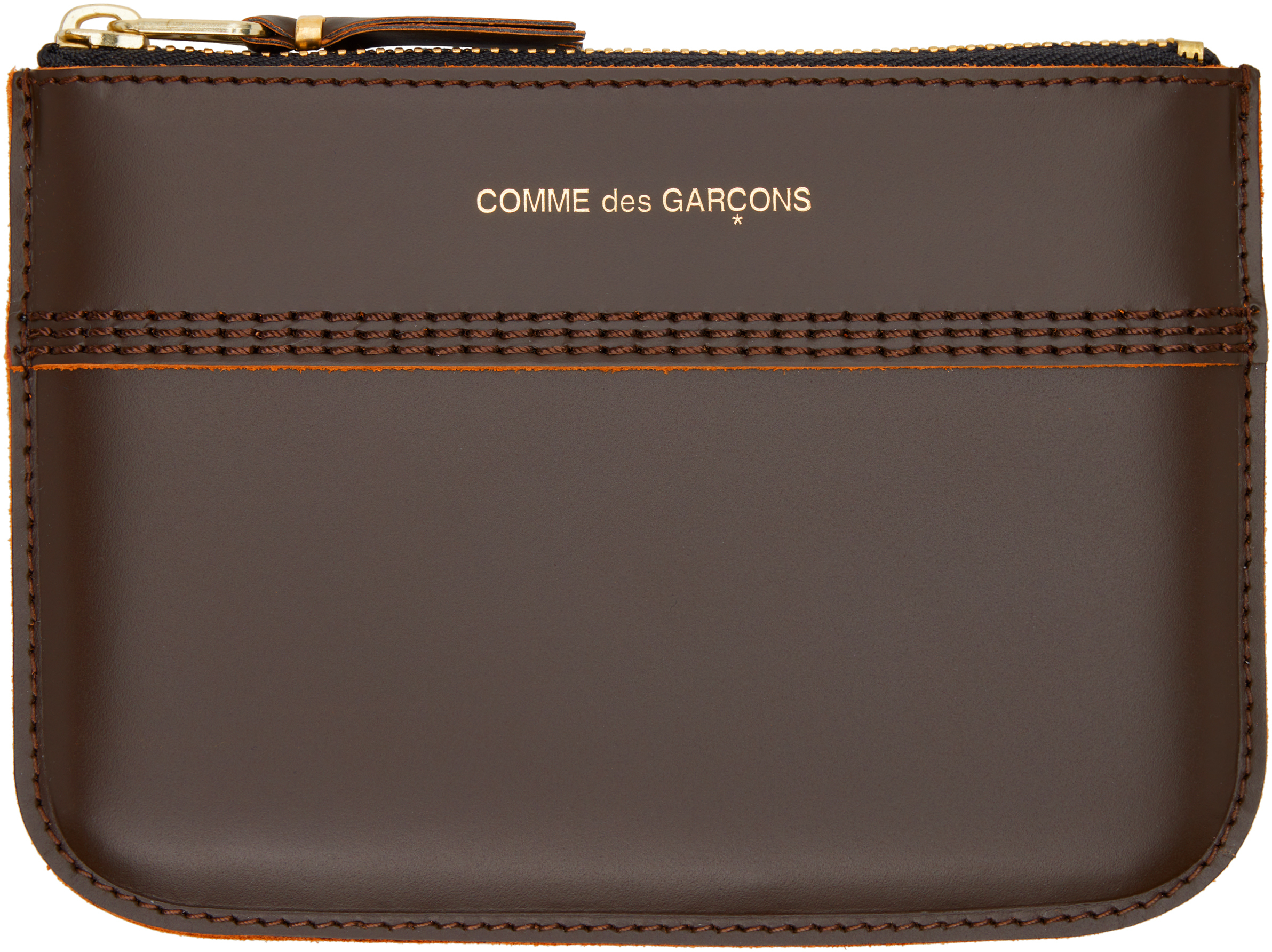 Brown Triple Stitch Pouch