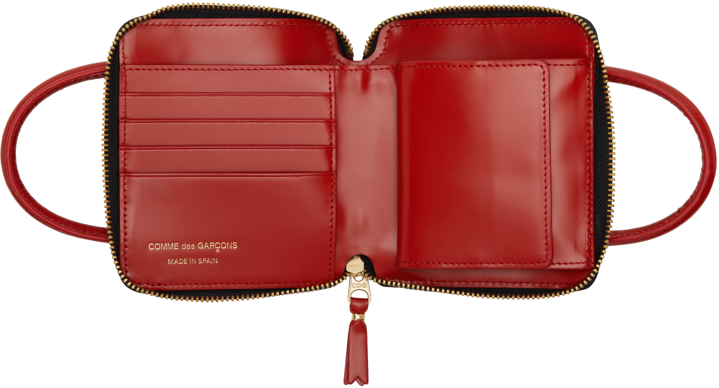Comme Des Garçons Red Handles Medium Zip Wallet In Red