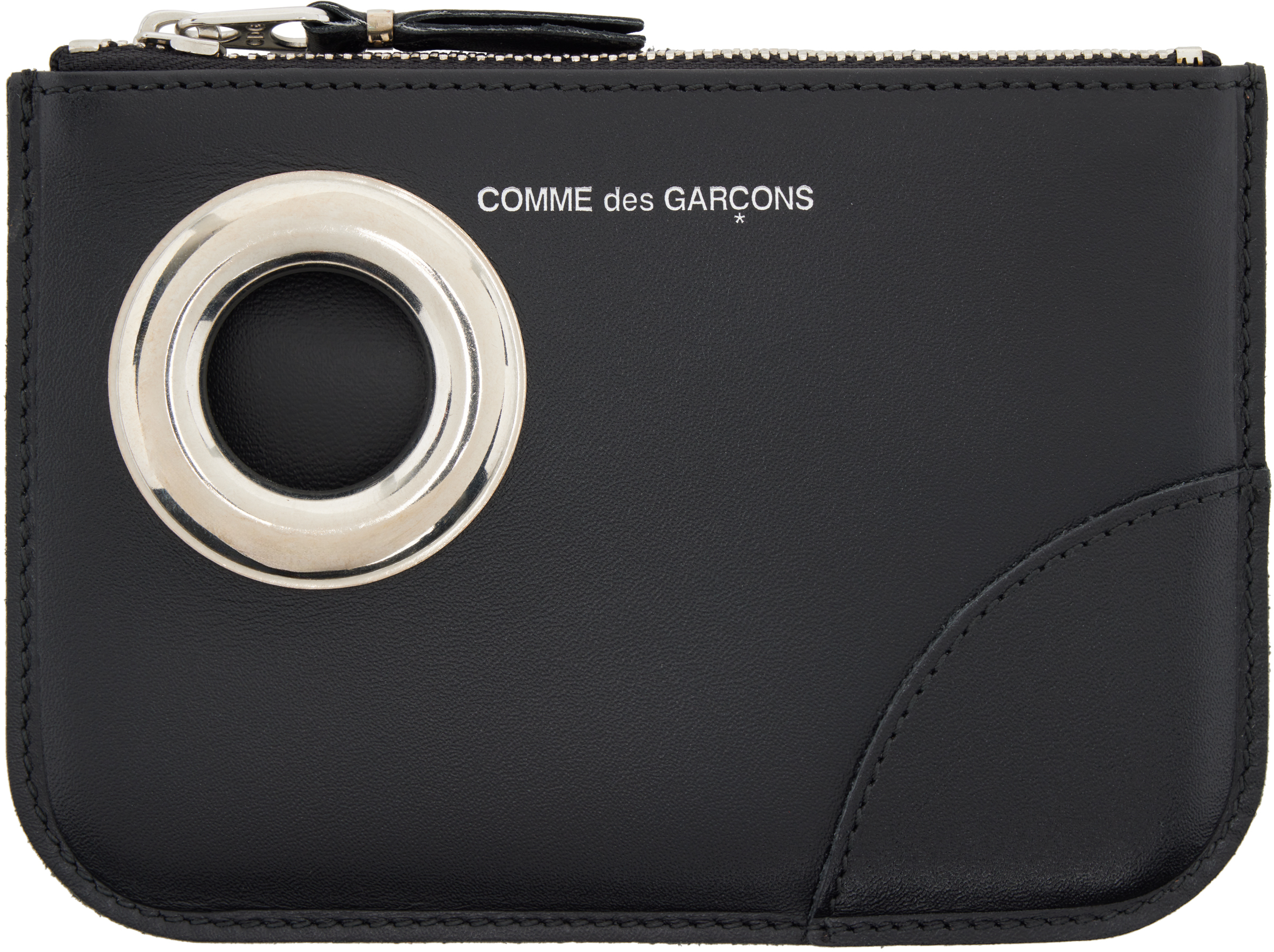 COMME des GARÇONS WALLETS: Black Eyelet Pouch | SSENSE