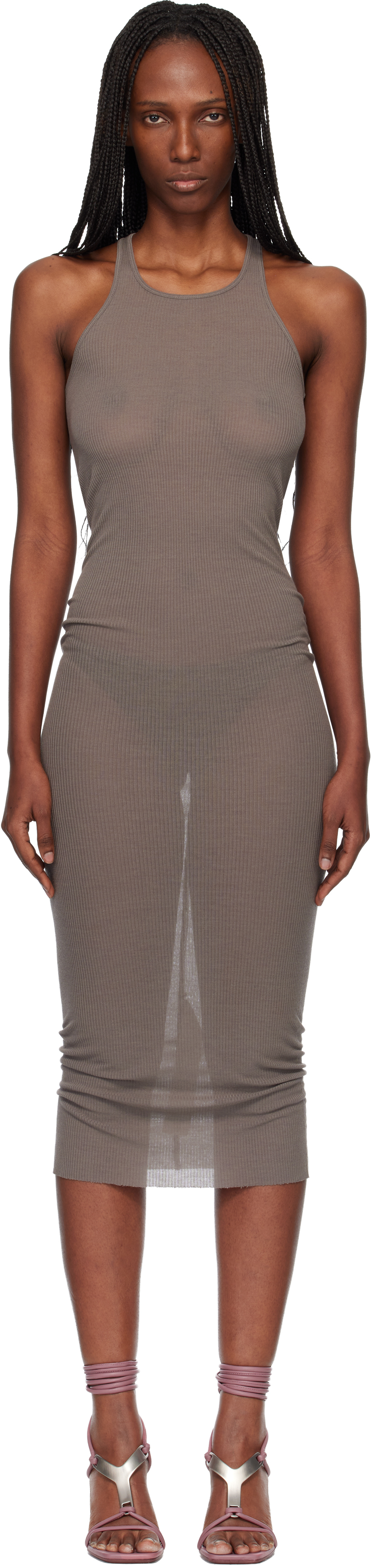 Rick Owens Gray Temple Tank Midi Dress