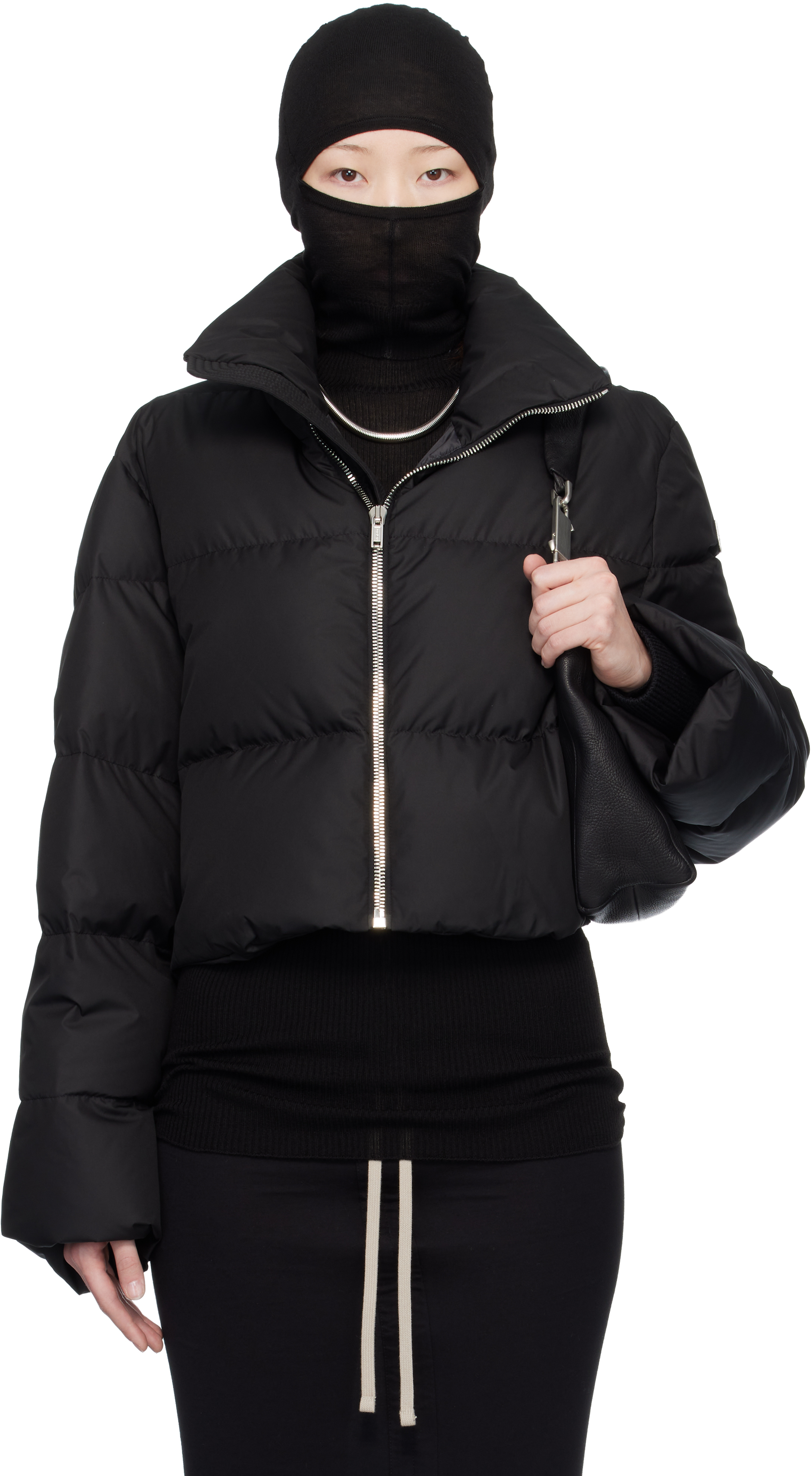 【コラボ】MONCLER × Rick Owens ハイネック 黒 M タグ付 Moncler + Rick Owens Black Cropped Cyclopic Down Jacket by Rick
