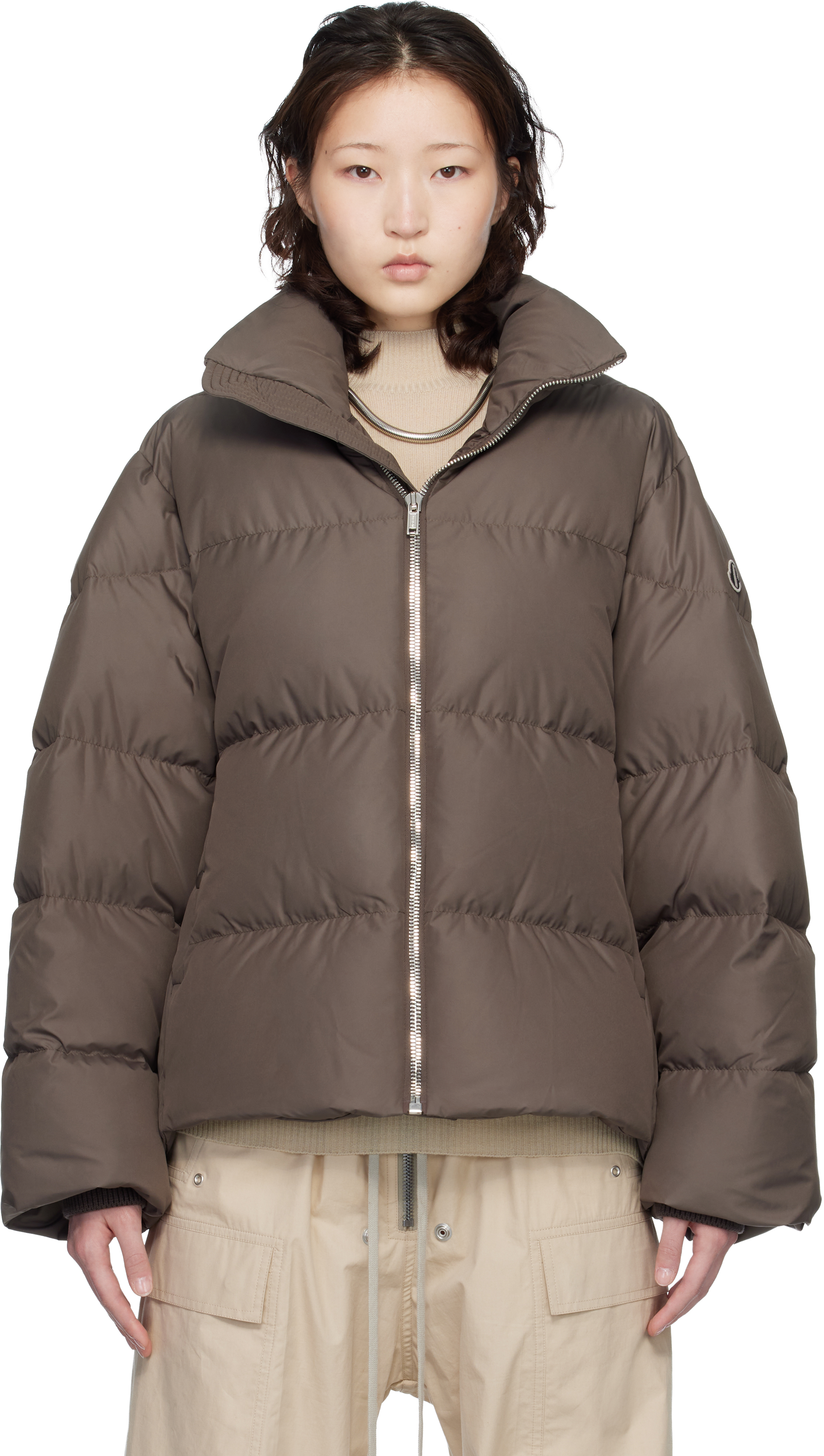 Rick Owens: Moncler + Rick Owens トープ Cyclopic ダウンジャケット