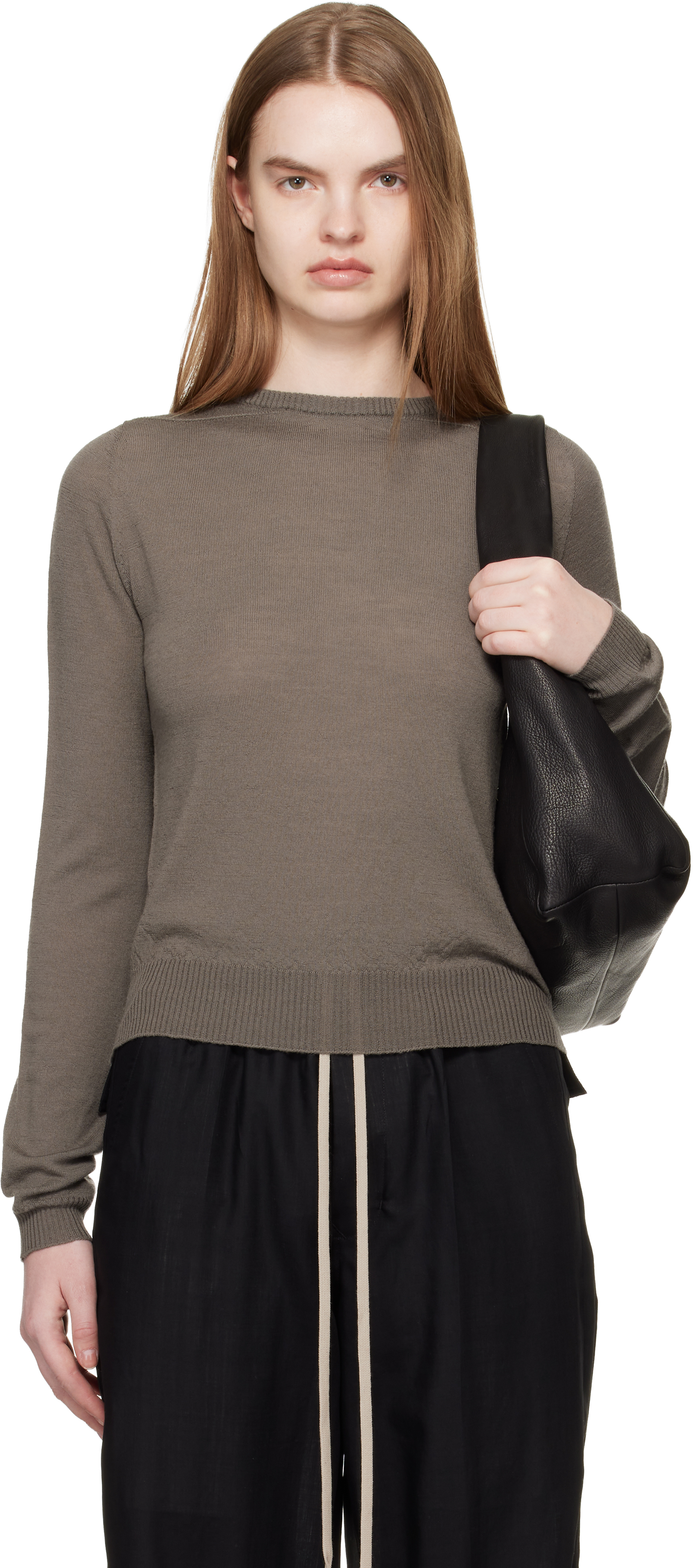 Rick Owens Gray Temple Biker Level Sweater