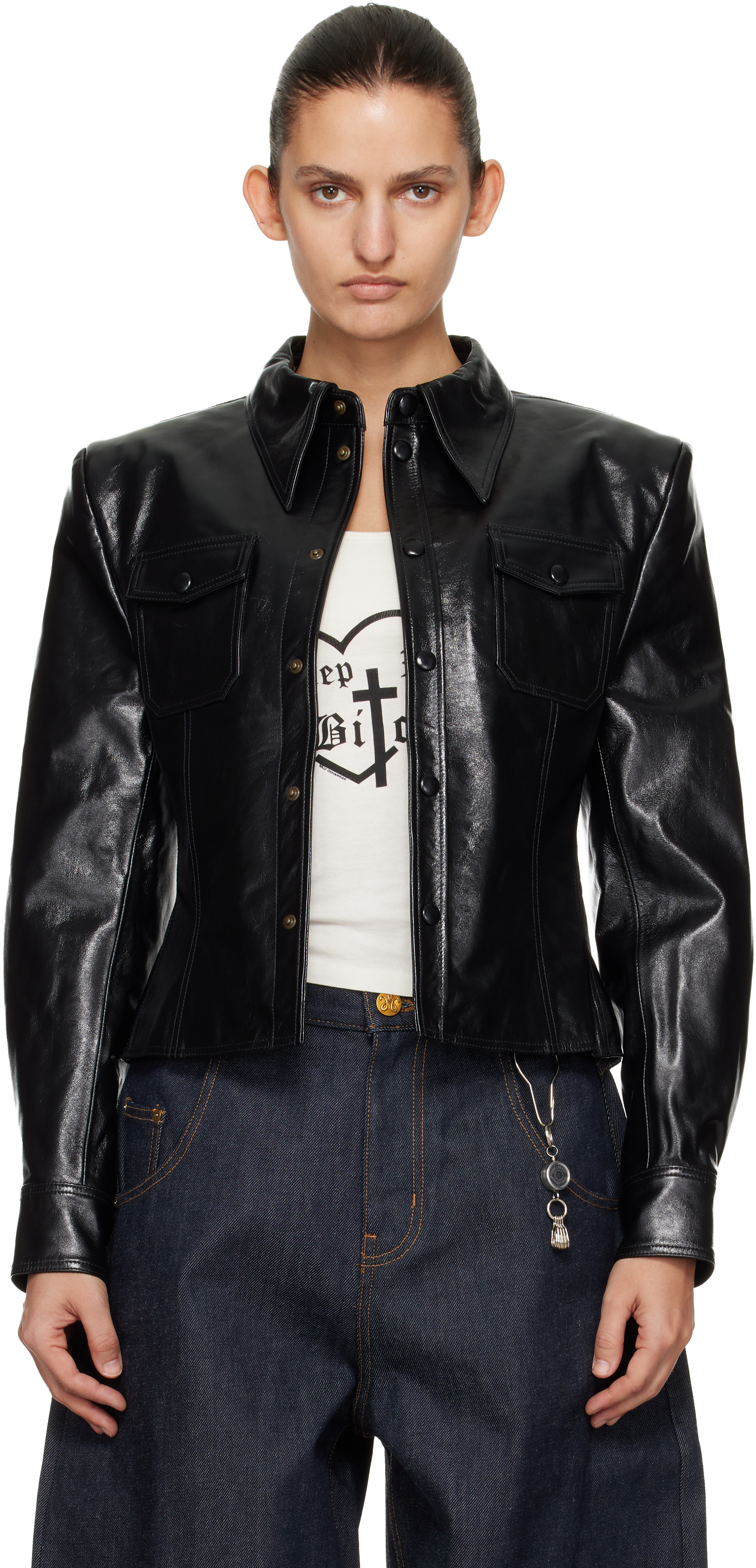 WILLY CHAVARRIAのブラック Chavela L/S レザー シャツがセール中