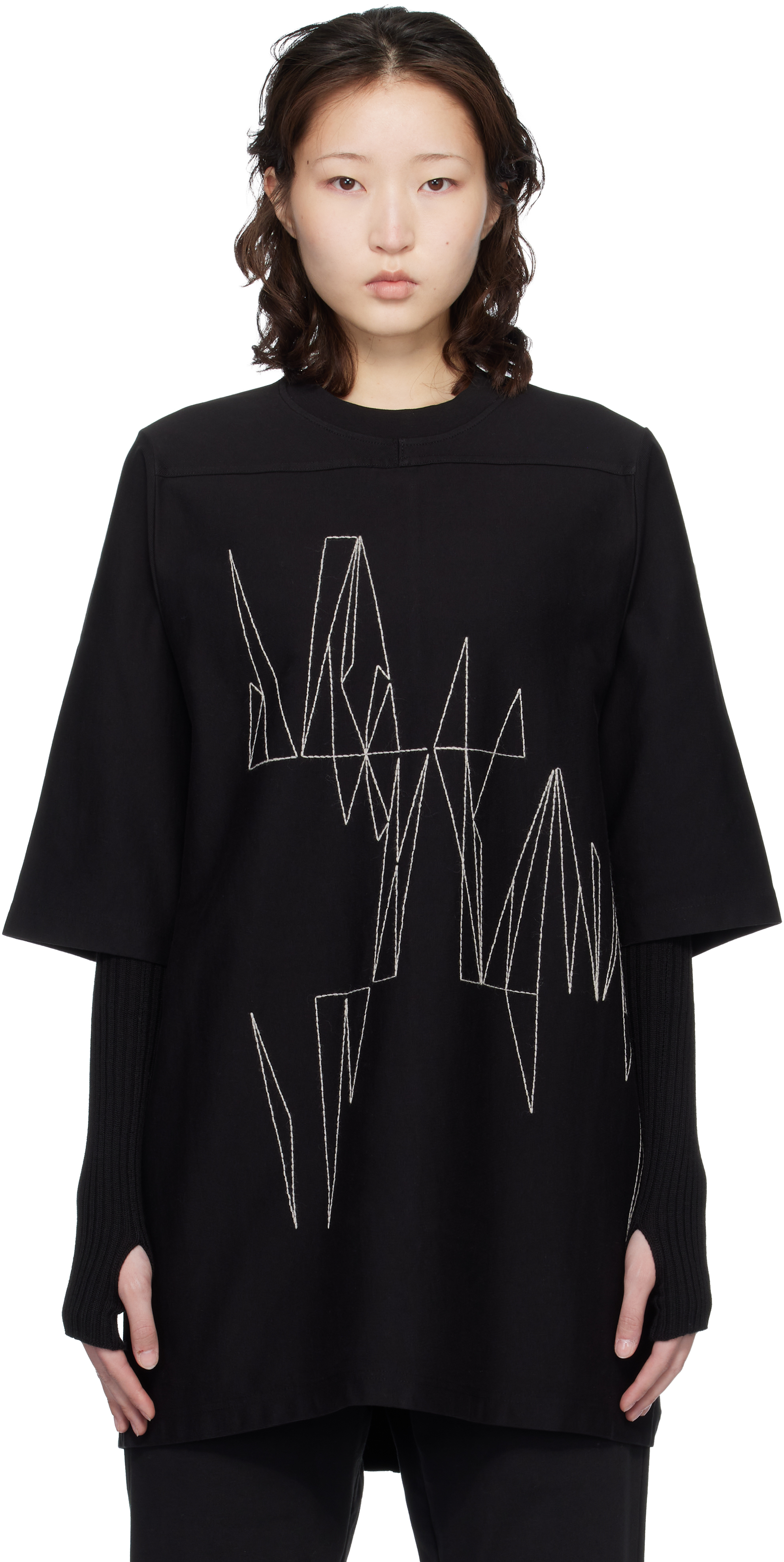 Rick Owens: Moncler + Rick Owens Black Jumbo SS T-shirt | SSENSE