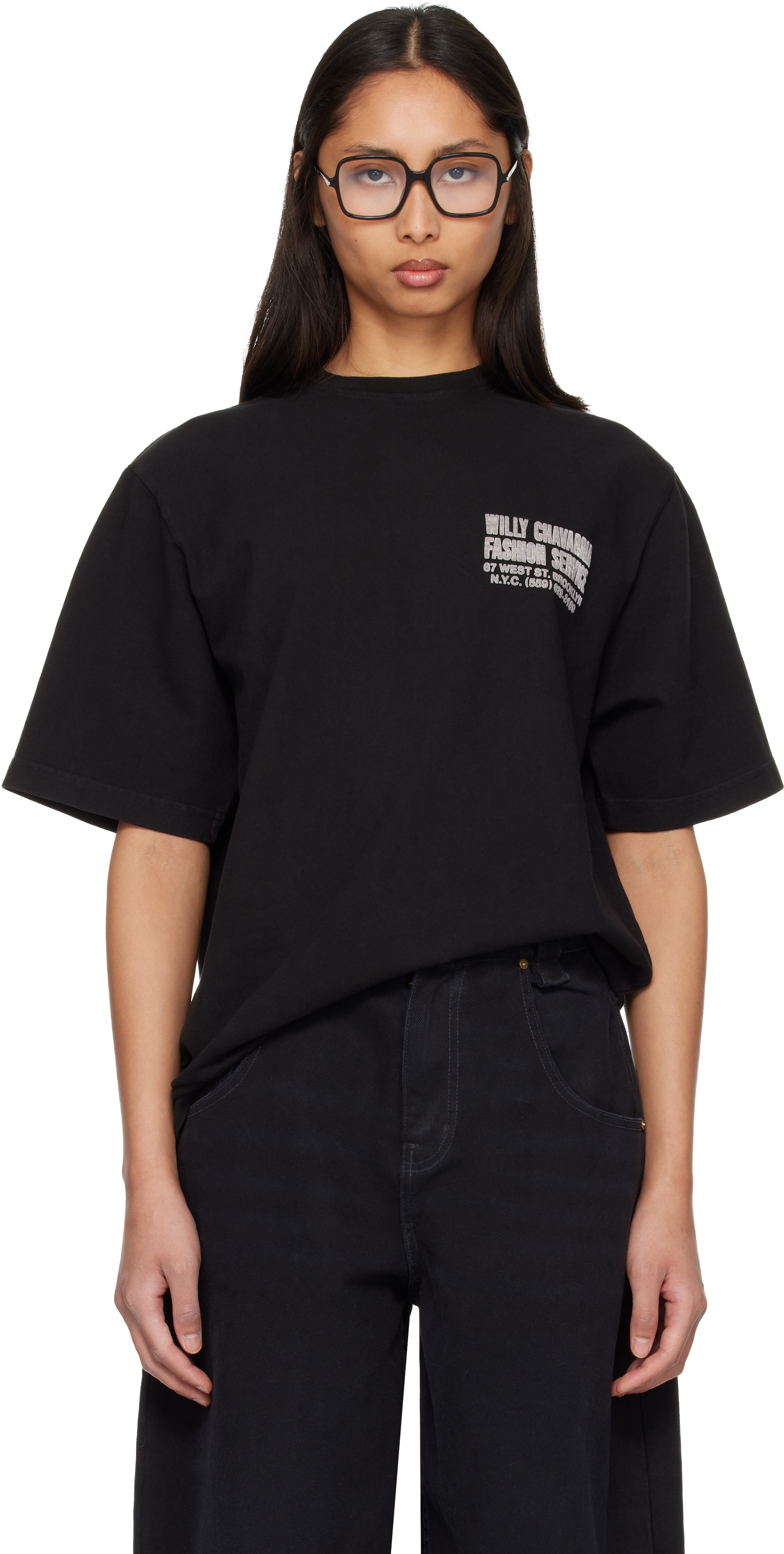 WILLY CHAVARRIAのブラック 'Fashion Services' Standard Tシャツが