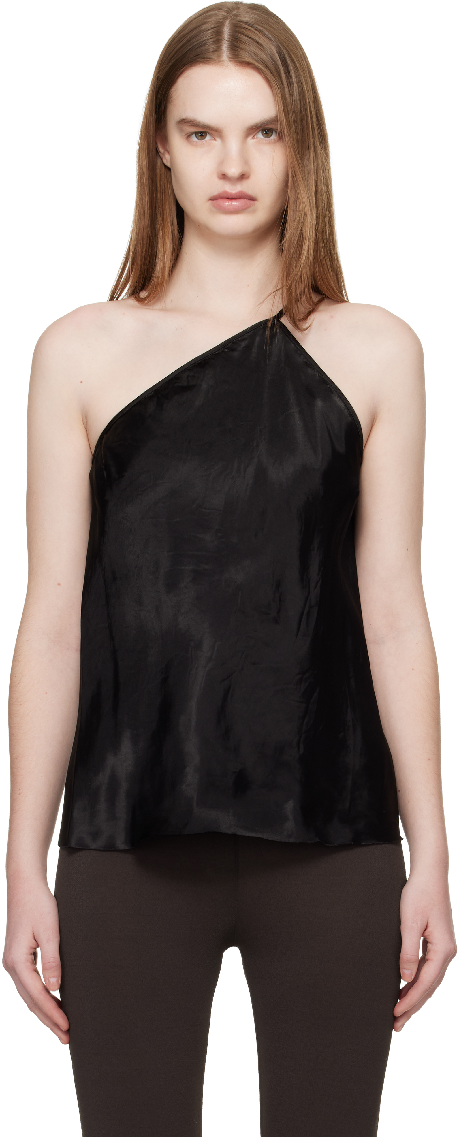 美品】akiki ribbon one shoulder top black pre order】Ribbon One