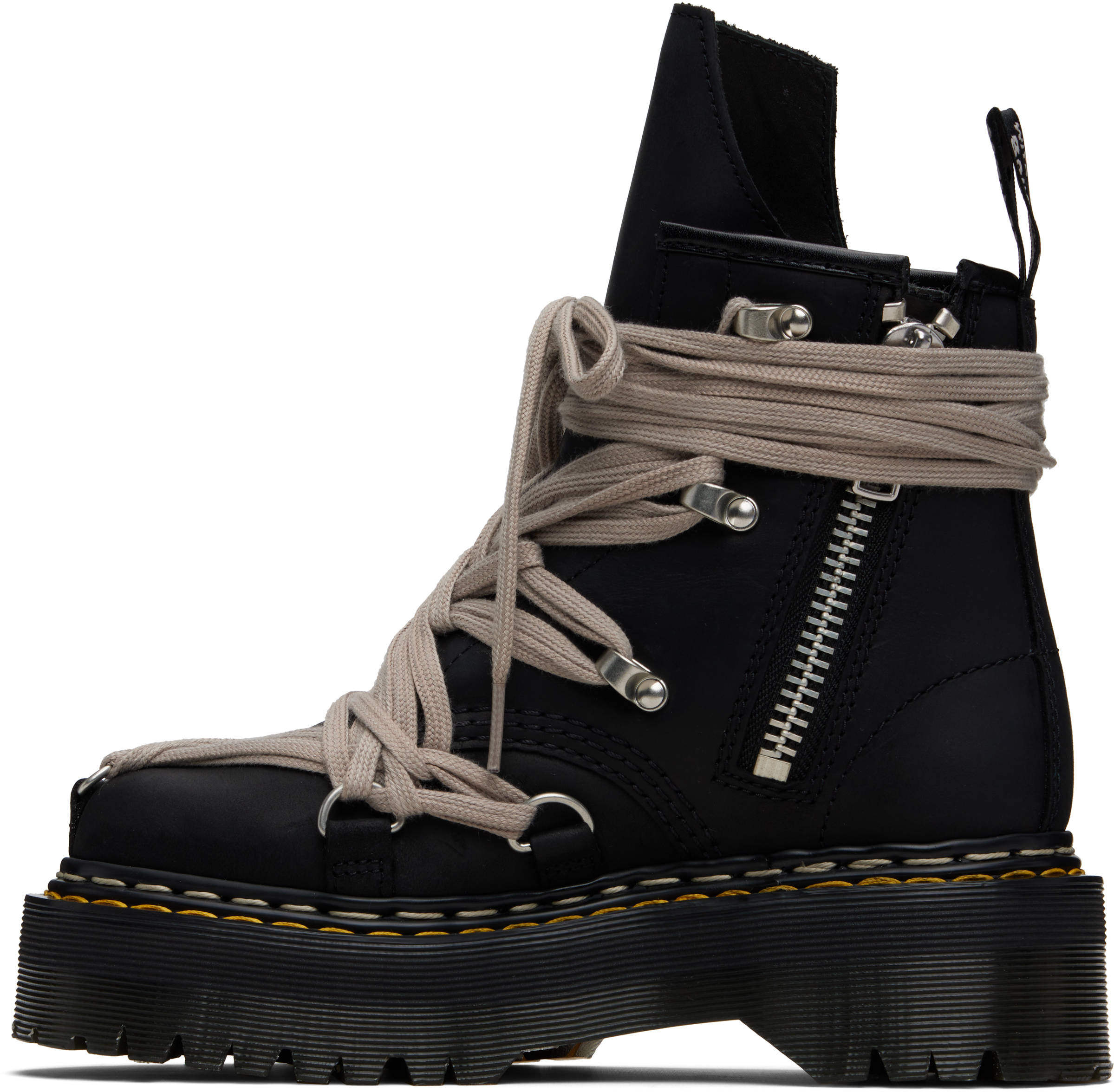 Rick Owens Black Dr. Martens Edition 1460 Quad Sole Megalace Boots In Black