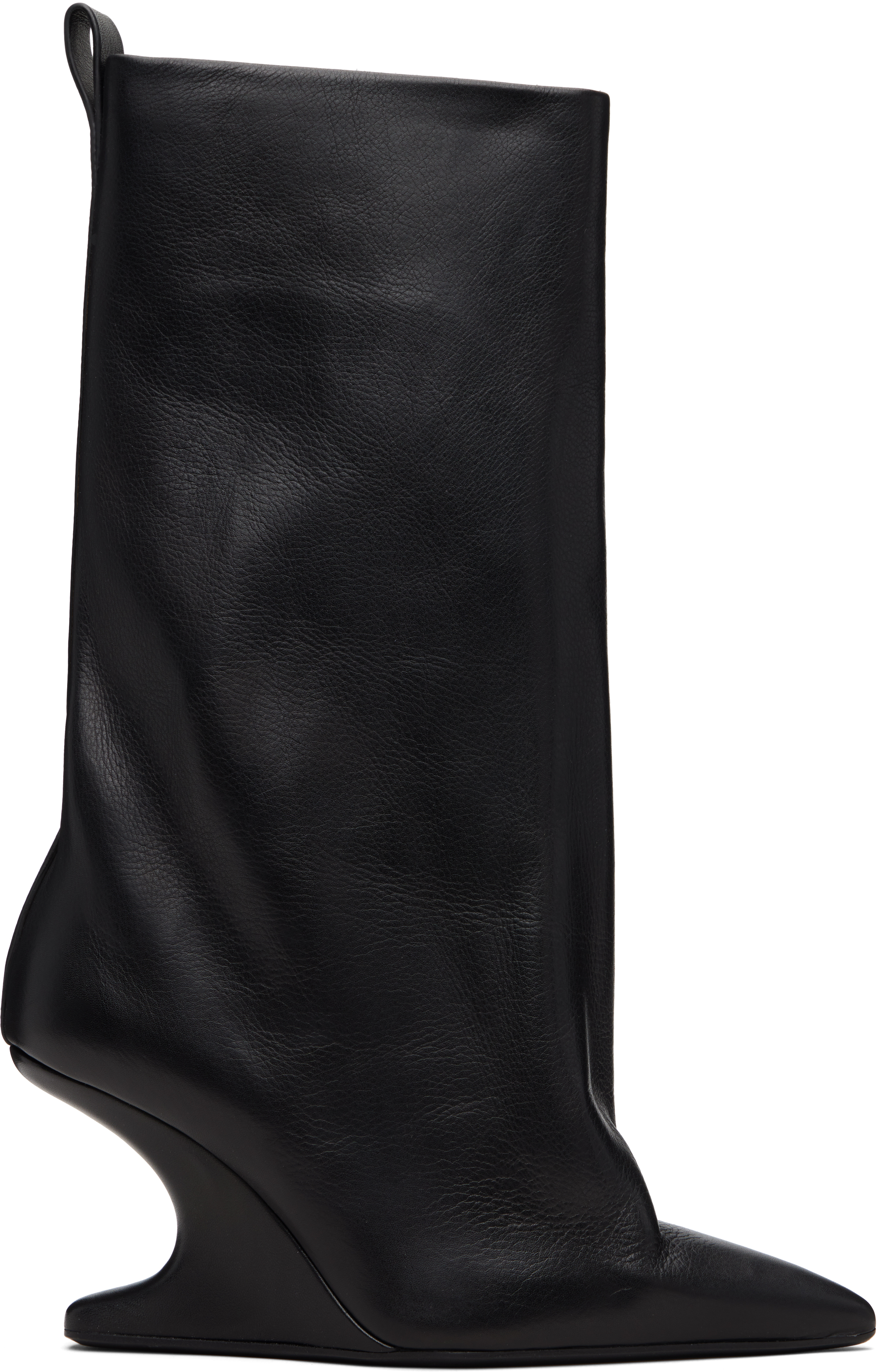Black Temple Cantilever 8 Sharp Flared Boots by Rick Owens on Sale
