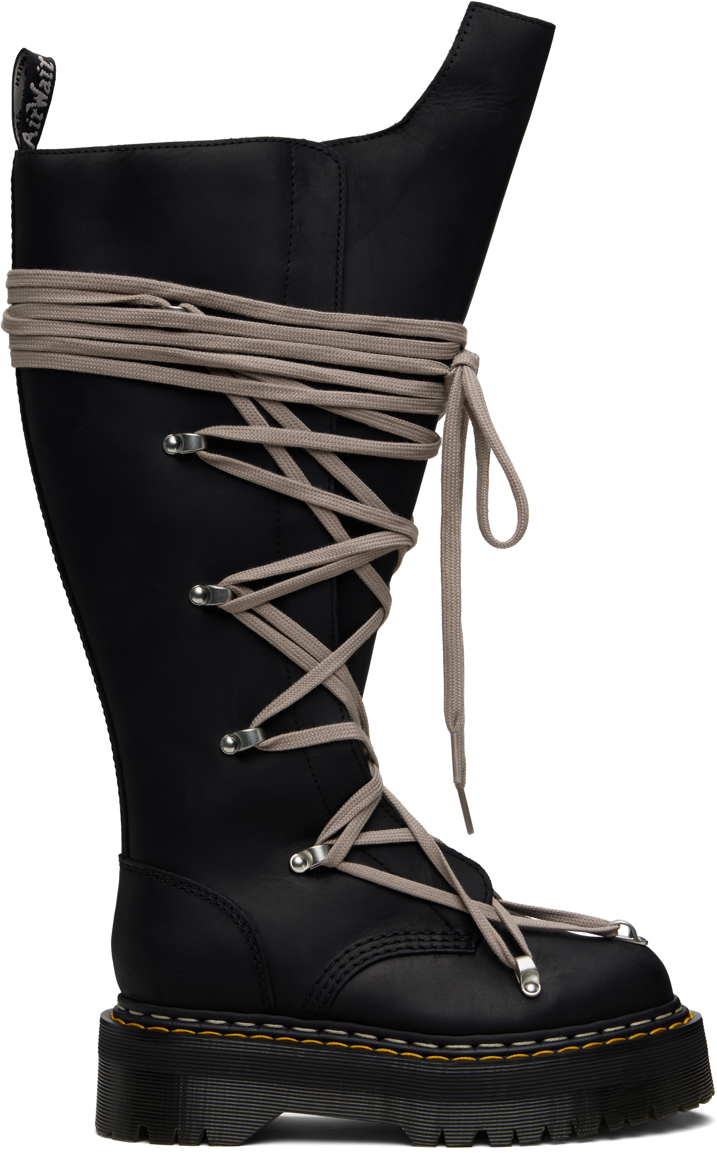 Rick Owens Black Dr. Martens Edition 1b60 Quad Sole Pentalace Boots In Black