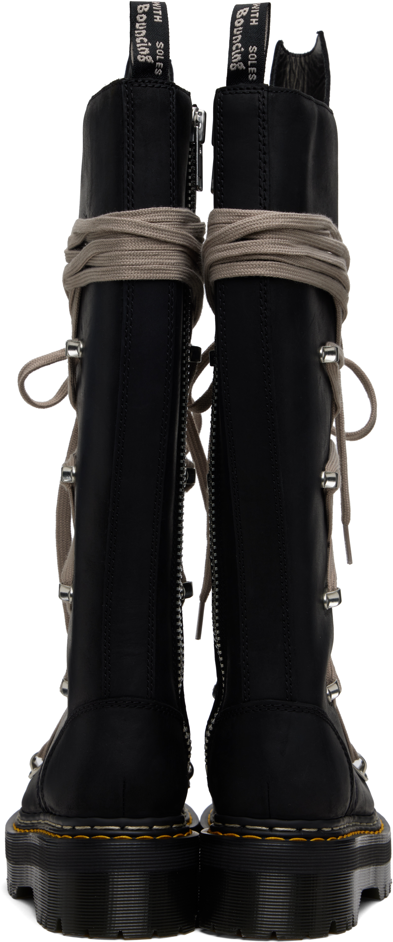 Rick Owens Black Dr. Martens Edition 1b60 Quad Sole Pentalace Boots In Black