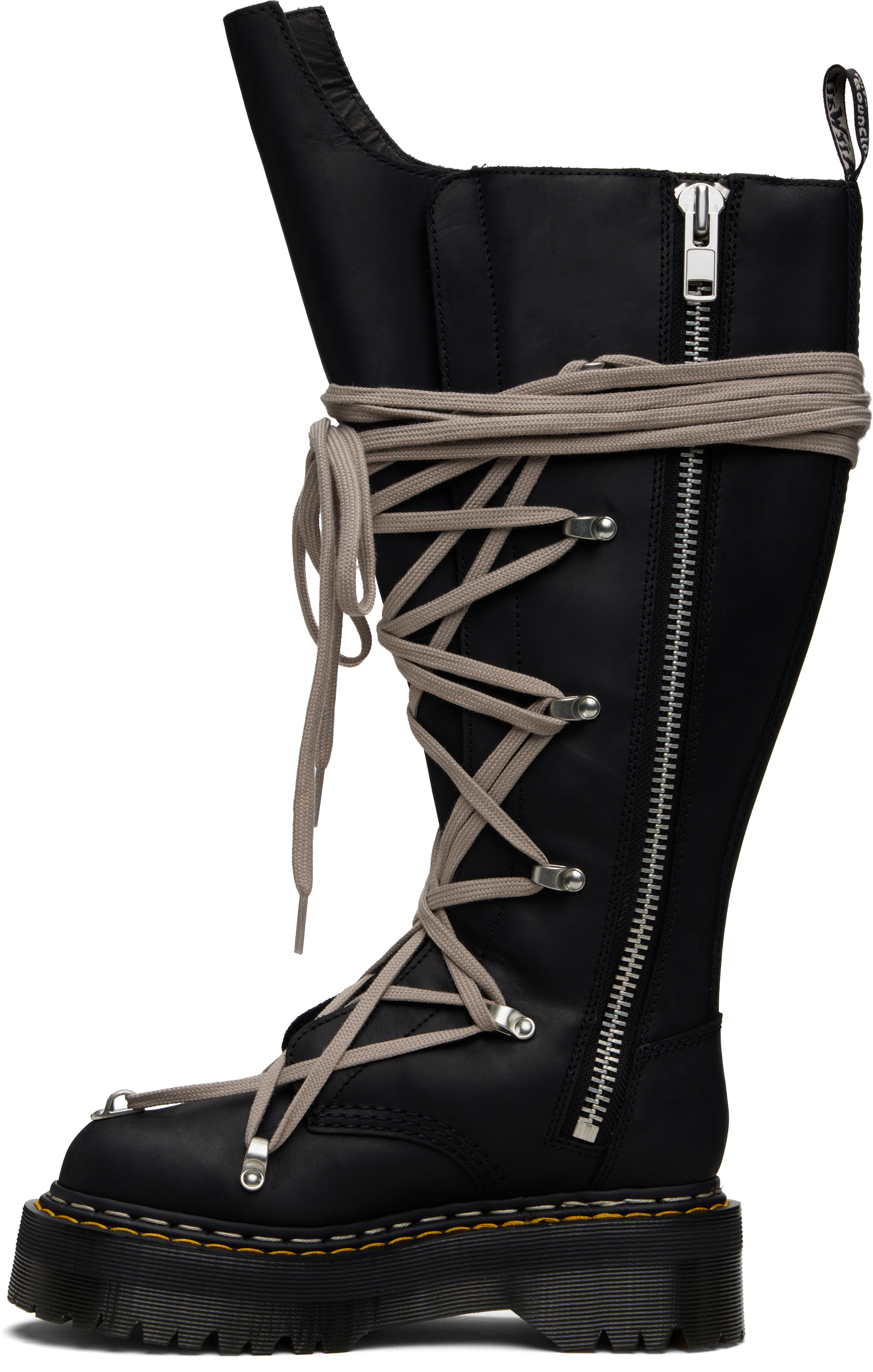Rick Owens Black Dr. Martens Edition 1b60 Quad Sole Pentalace Boots In Black