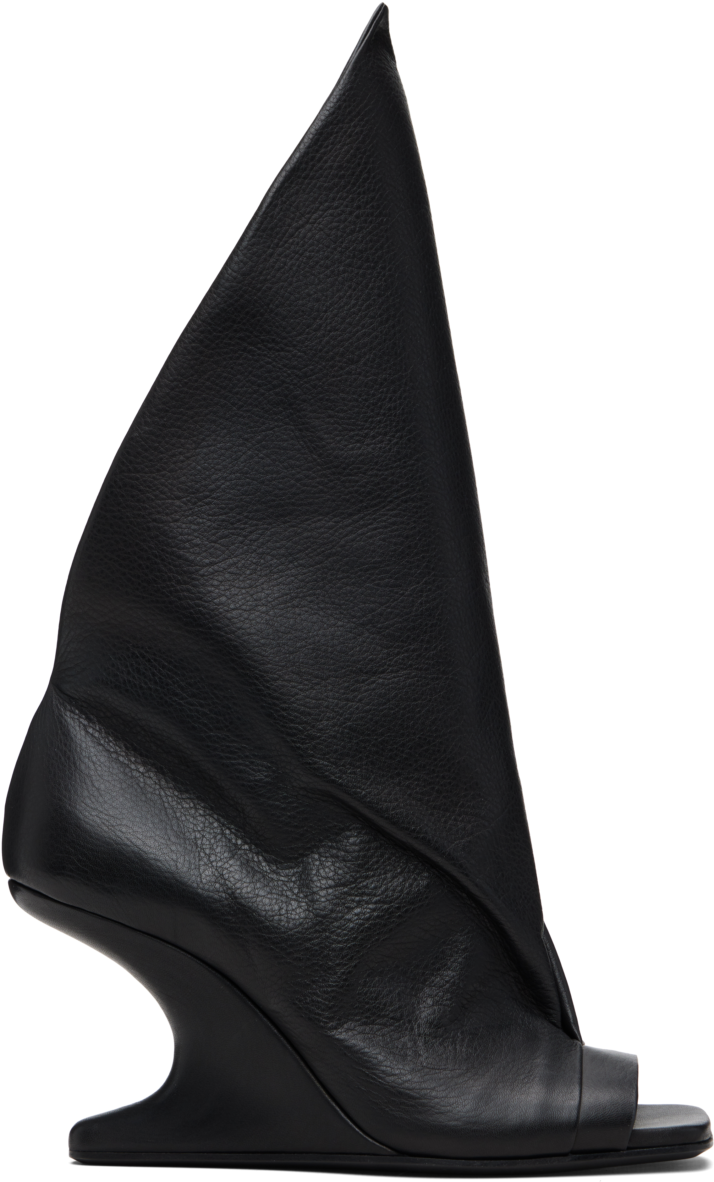 Black Temple Cantilever 8 Strutter Heeled Sandals by Rick Owens on