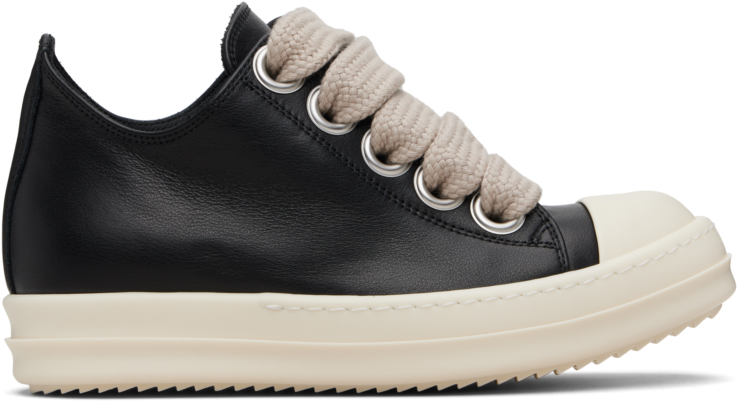 Rick Owens: Black Temple Jumbolace Low Sneakers | SSENSE