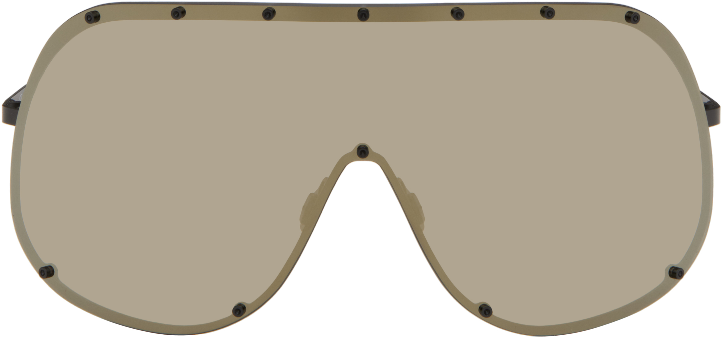 Black Temple Mask Sunglasses by Rick Owens on Sale