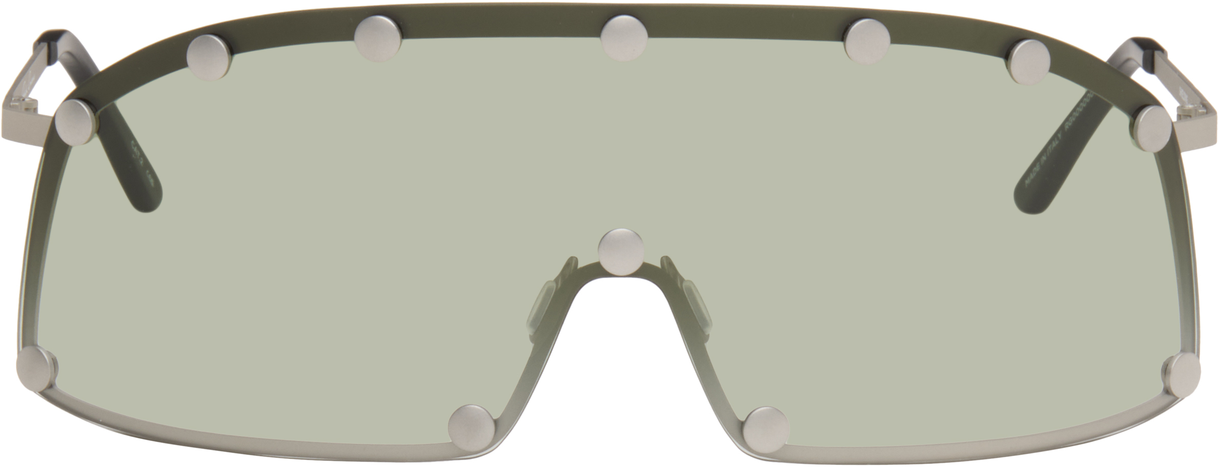 rickowens サングラス eyewear shielding シルバー Rick Owens: Silver Shielding Sunglasses | SSENSE