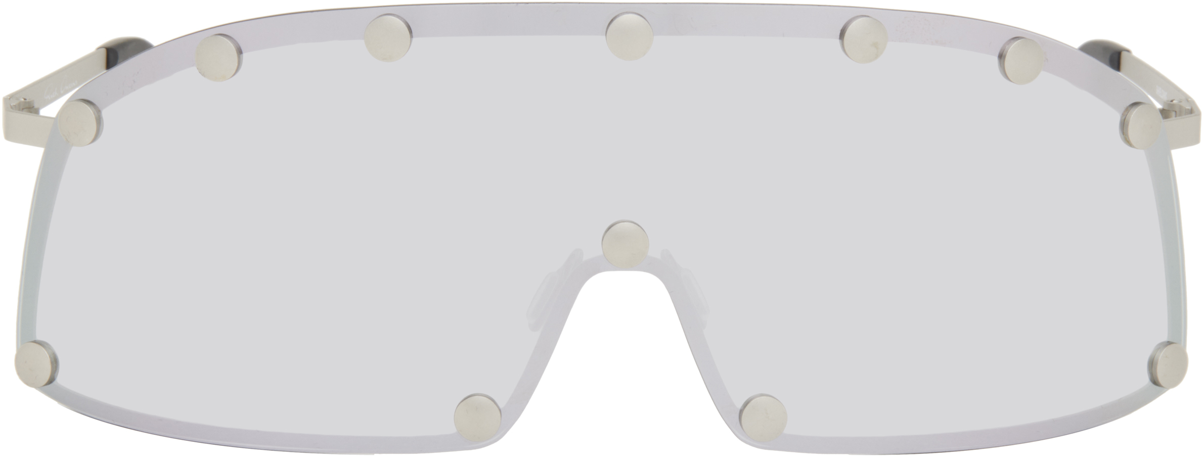 Rick Owens: Silver Temple Shielding Sunglasses | SSENSE