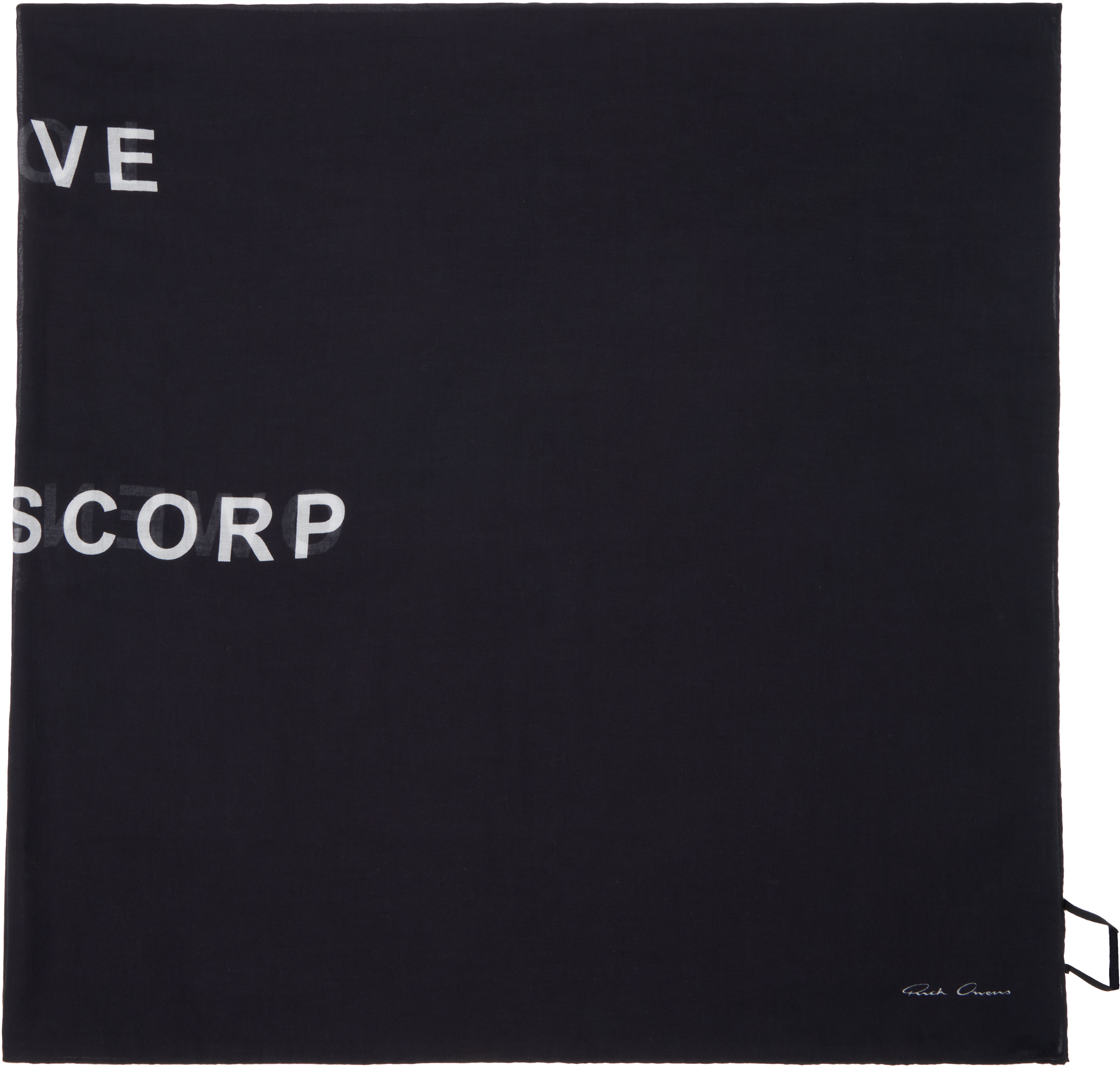 Rick Owens Black Temple Printed Cot Scarf