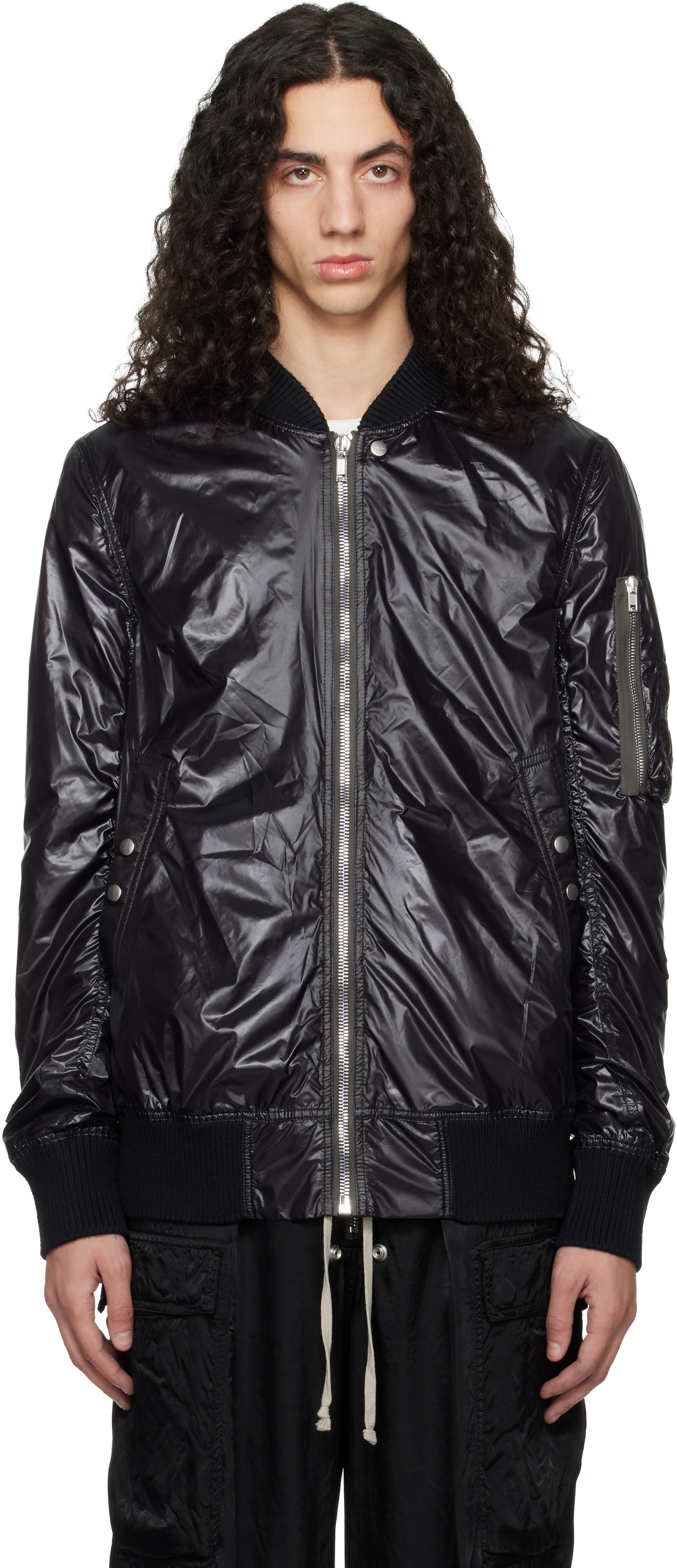 Rick Owens: Black Temple Classic Flight Bomber Jacket | SSENSE