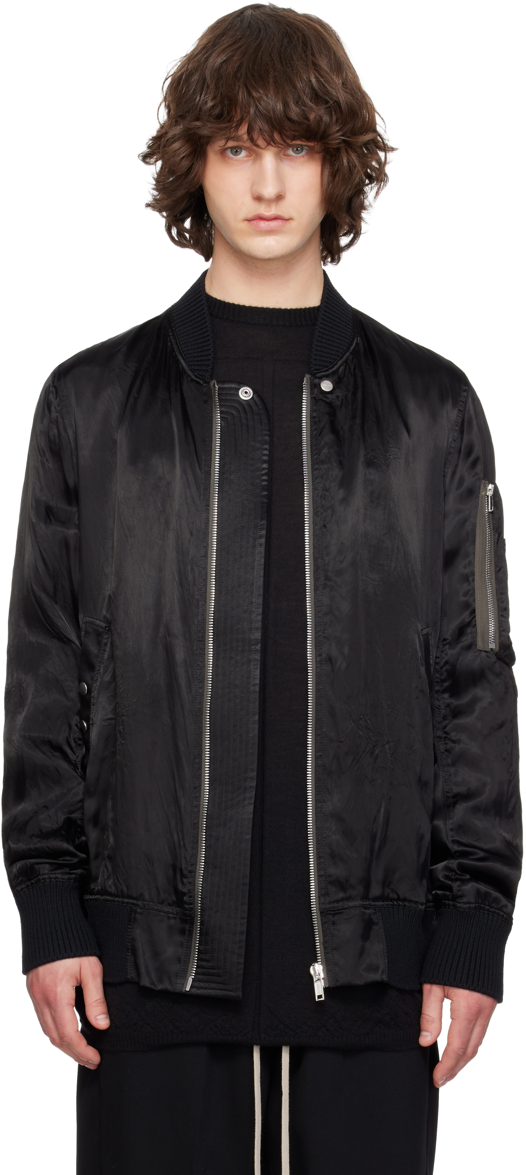 Rick Owens: Black Temple Classic Flight Bomber Jacket | SSENSE