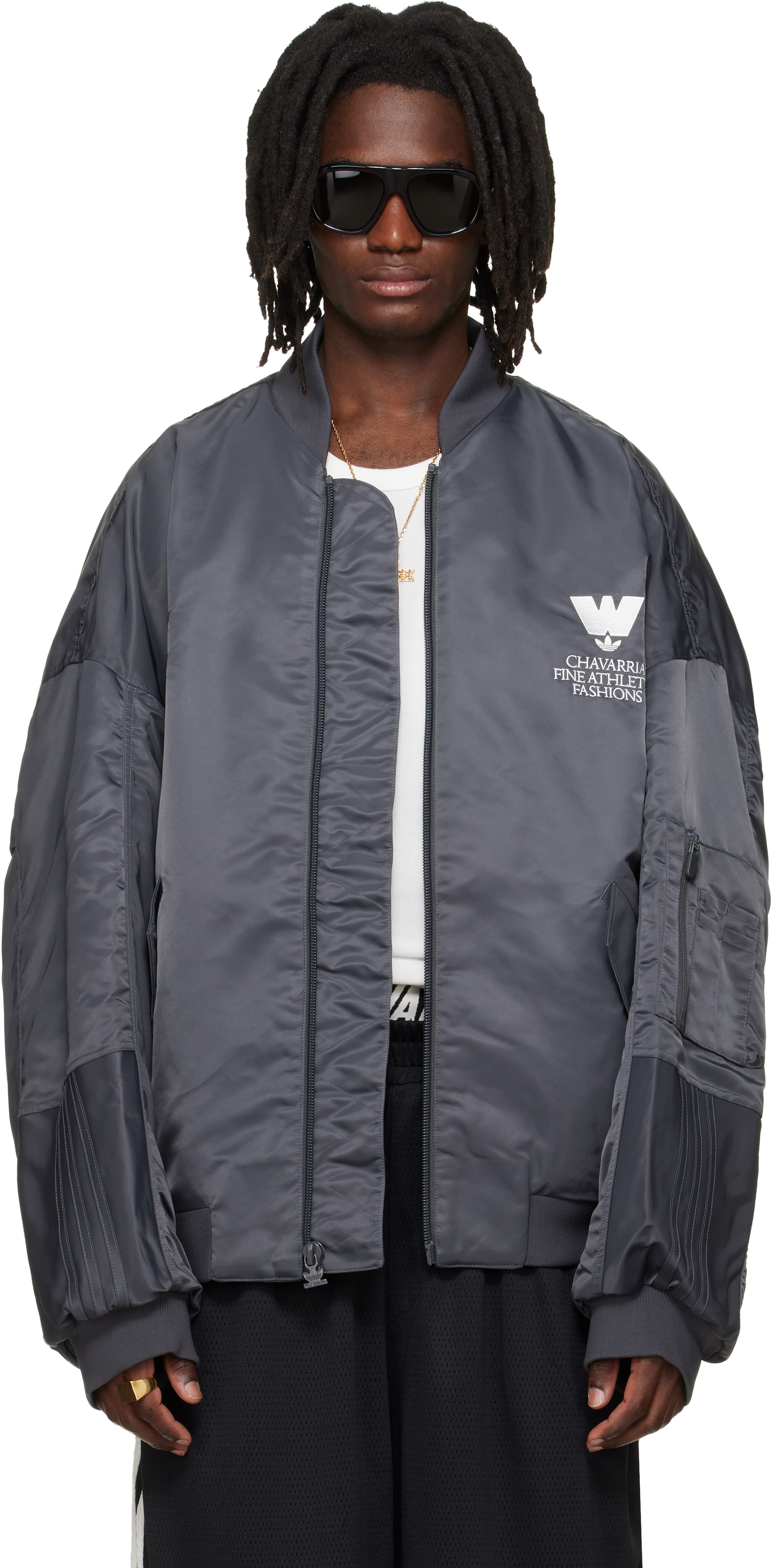 WILLY CHAVARRIA サテンジャケット WILLY CHAVARRIA: グレー adidas Originalsエディション サテン