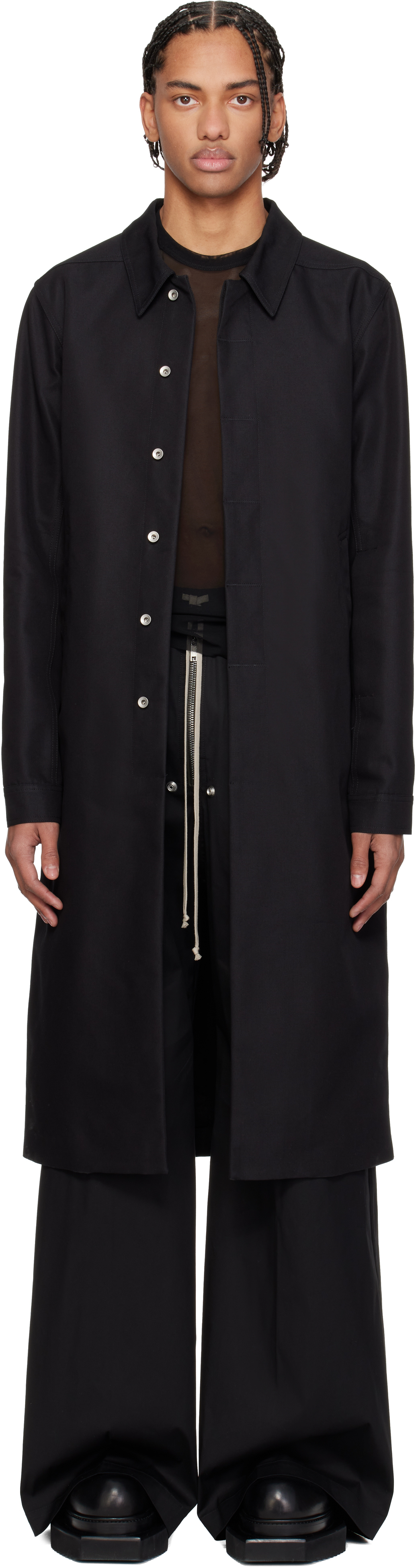 Rick Owens: Black Temple Brad Coat | SSENSE