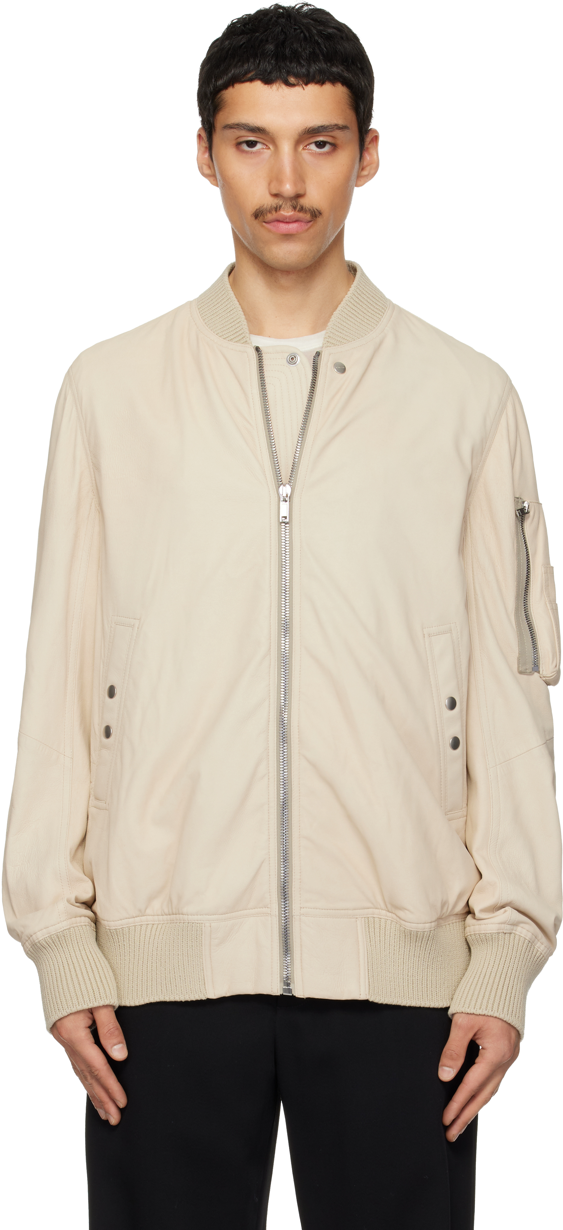 Rick Owens Beige Temple Classic Flight Jacket