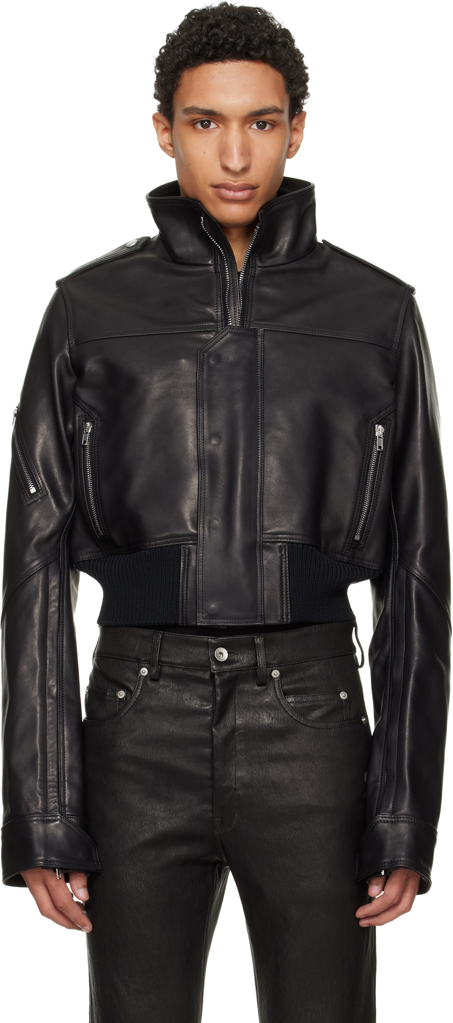 Rick Owens RICK'S JKT レザージャケット Rick Owens レザージャケット | ブラック | FARFETCH JP