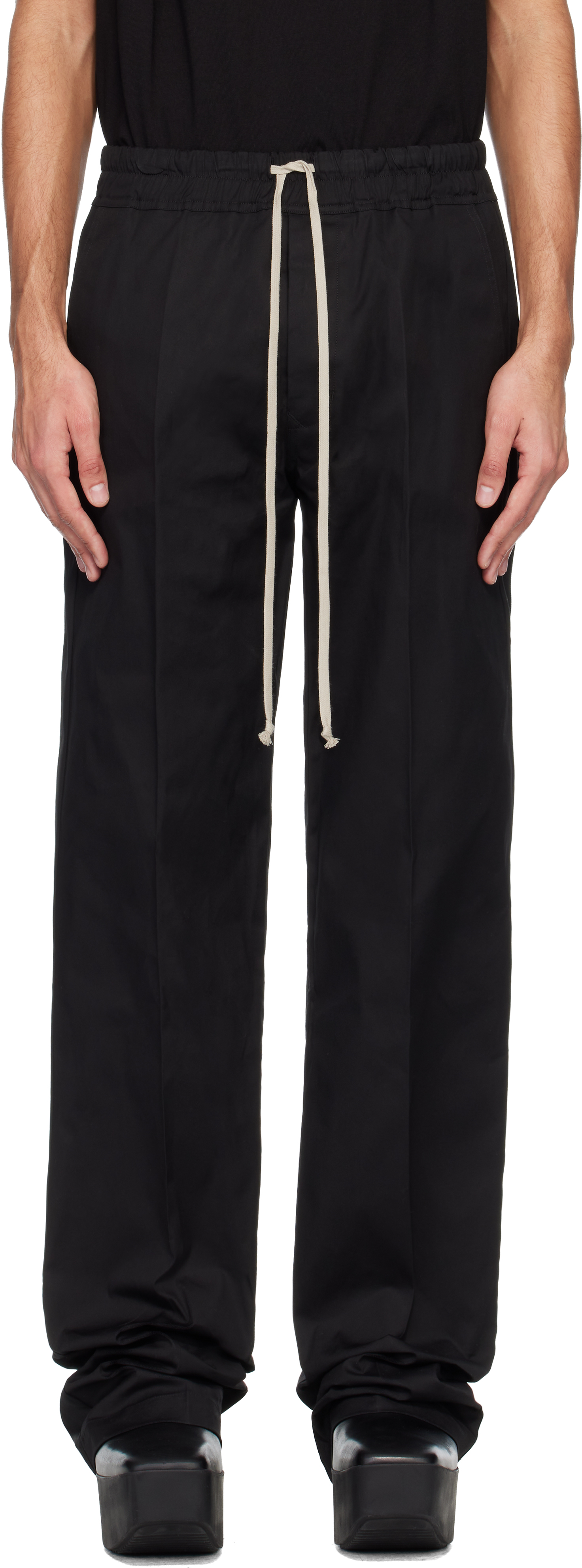 Rick Owens: Black Temple Dietrich Drawstring Trousers | SSENSE