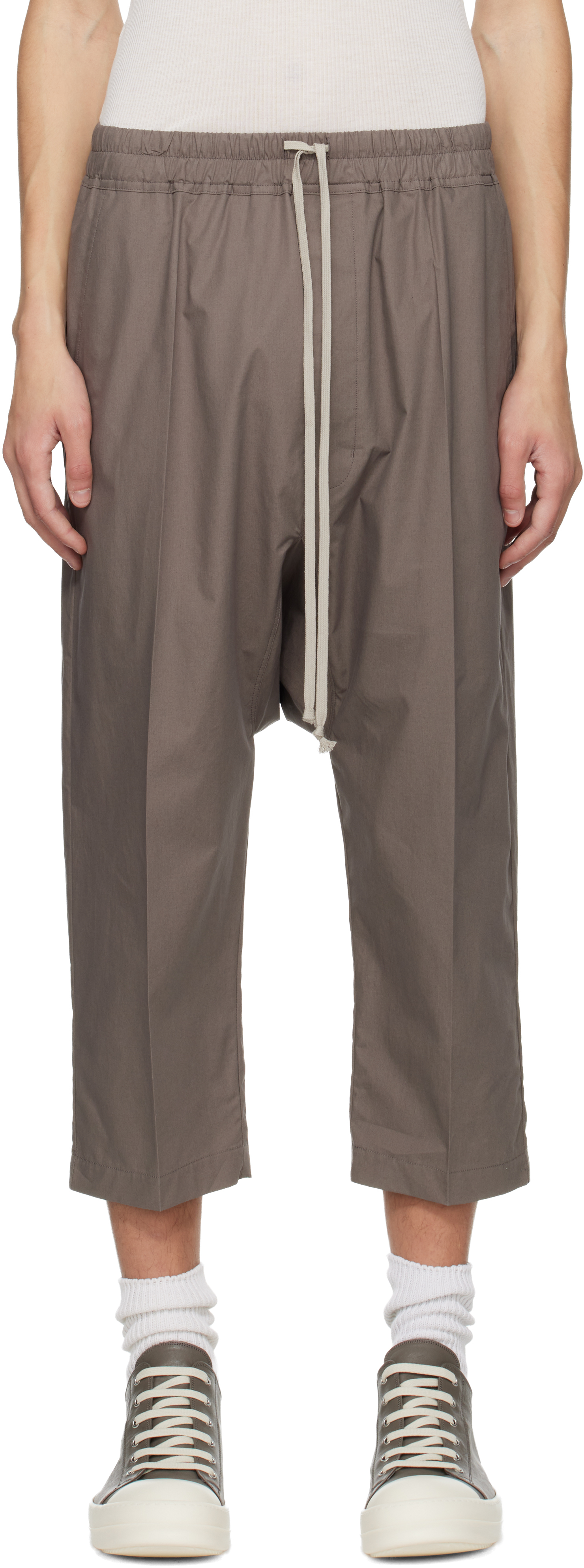 Rick Owens: グレー Temple Drawstring クロップド トラウザーズ 