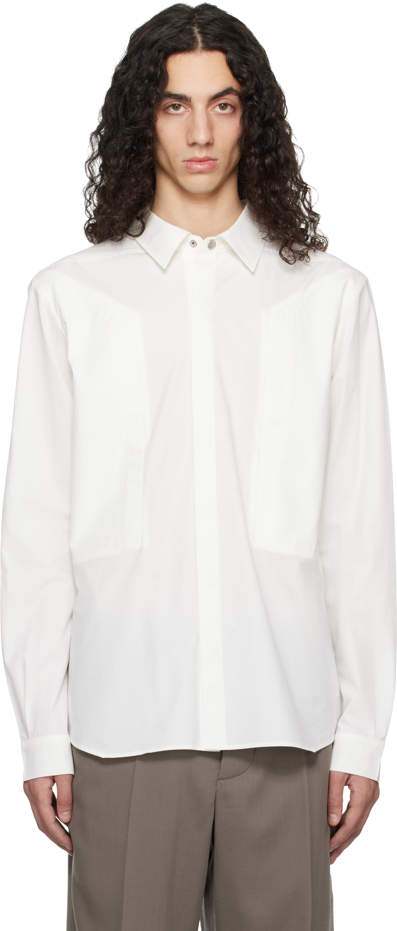 Rick Owens: Off-White Temple Fogpocket Outer Shirt | SSENSE