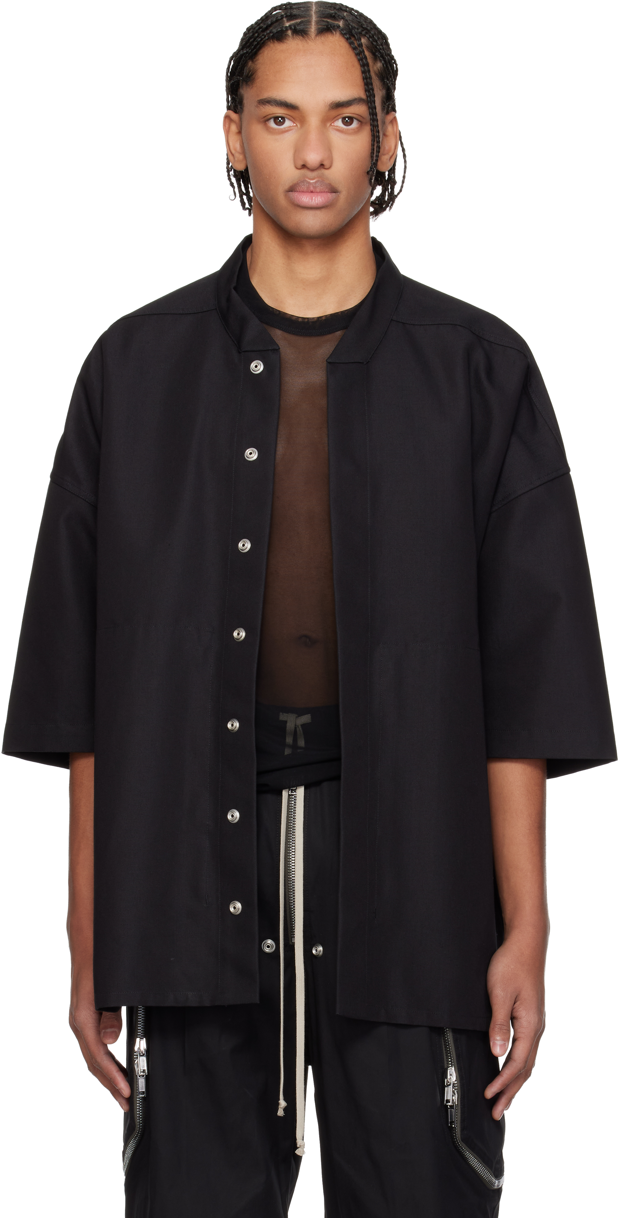 Rick Owens: Black Temple SS Jumbo Faun Shirt | SSENSE