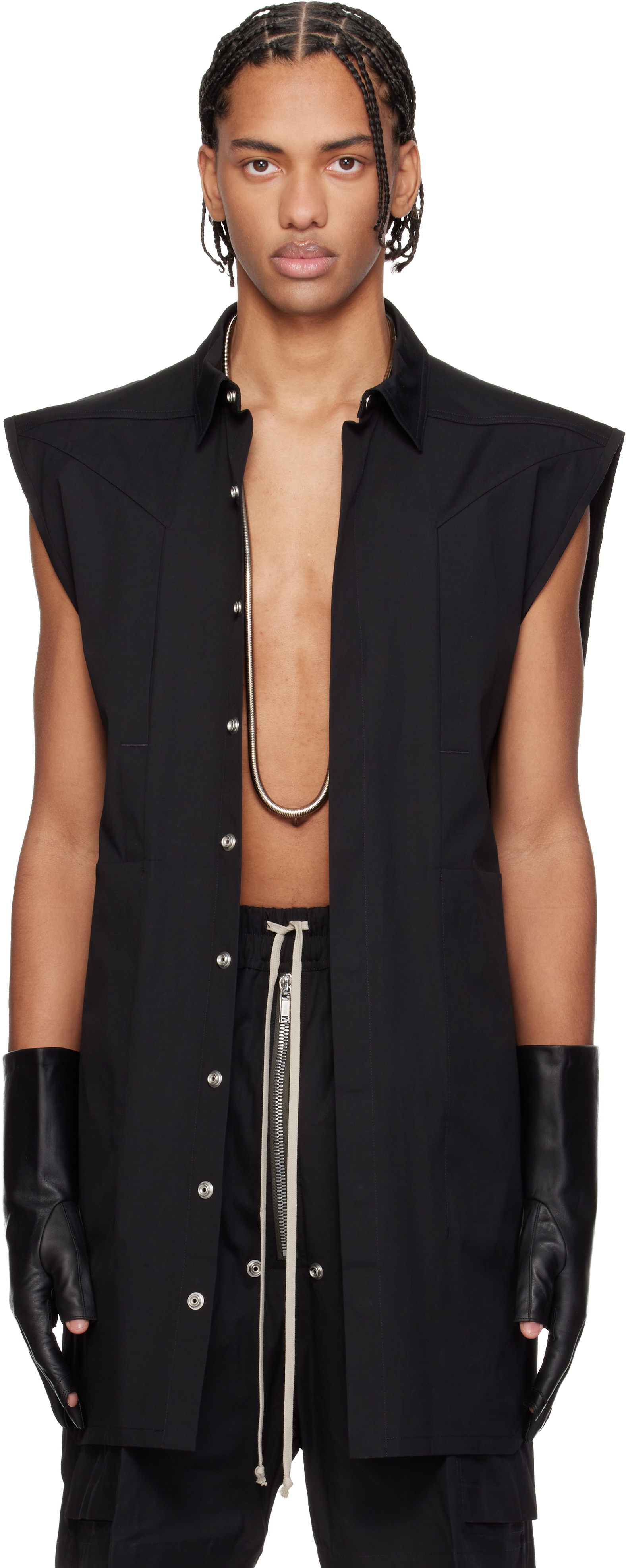 Rick Owens: Black Temple Jumbo SL Overshirt | SSENSE