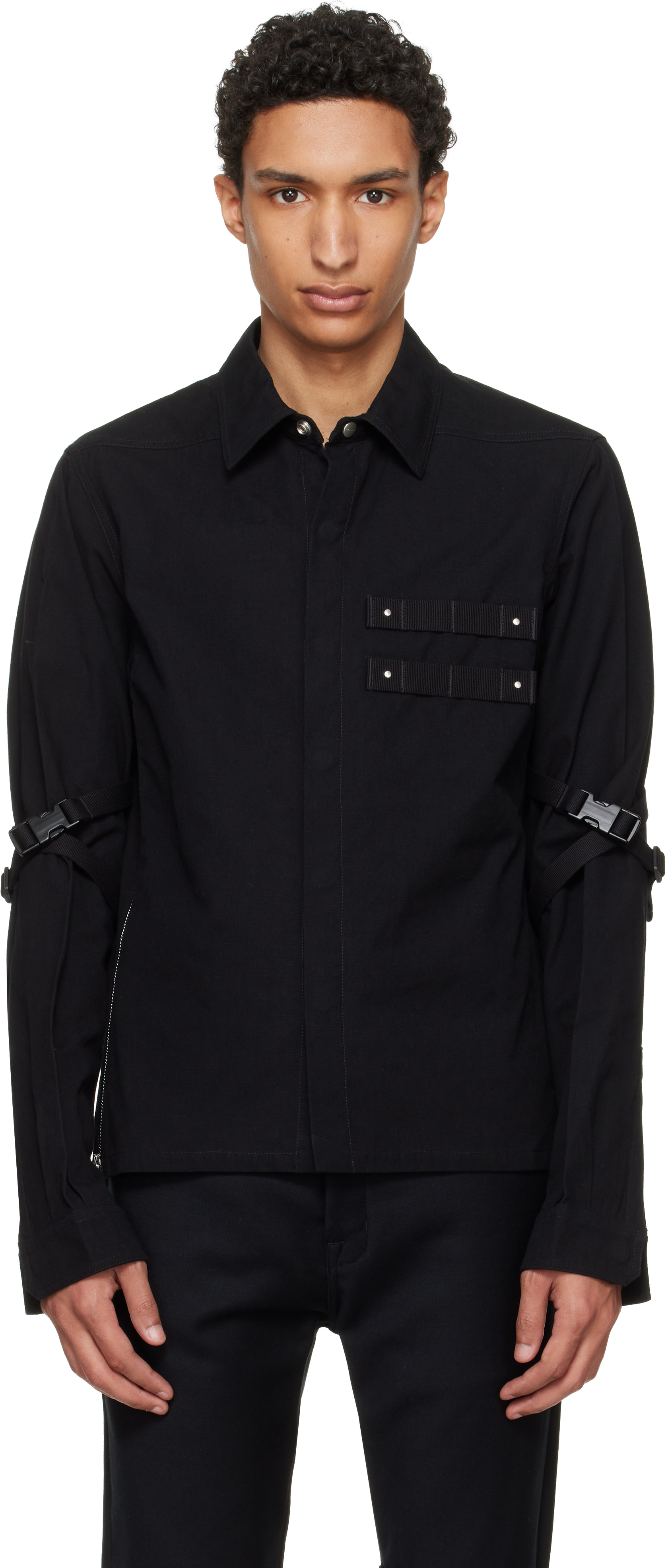 Rick Owens: ブラック Temple Rowland シャツ | SSENSE 日本