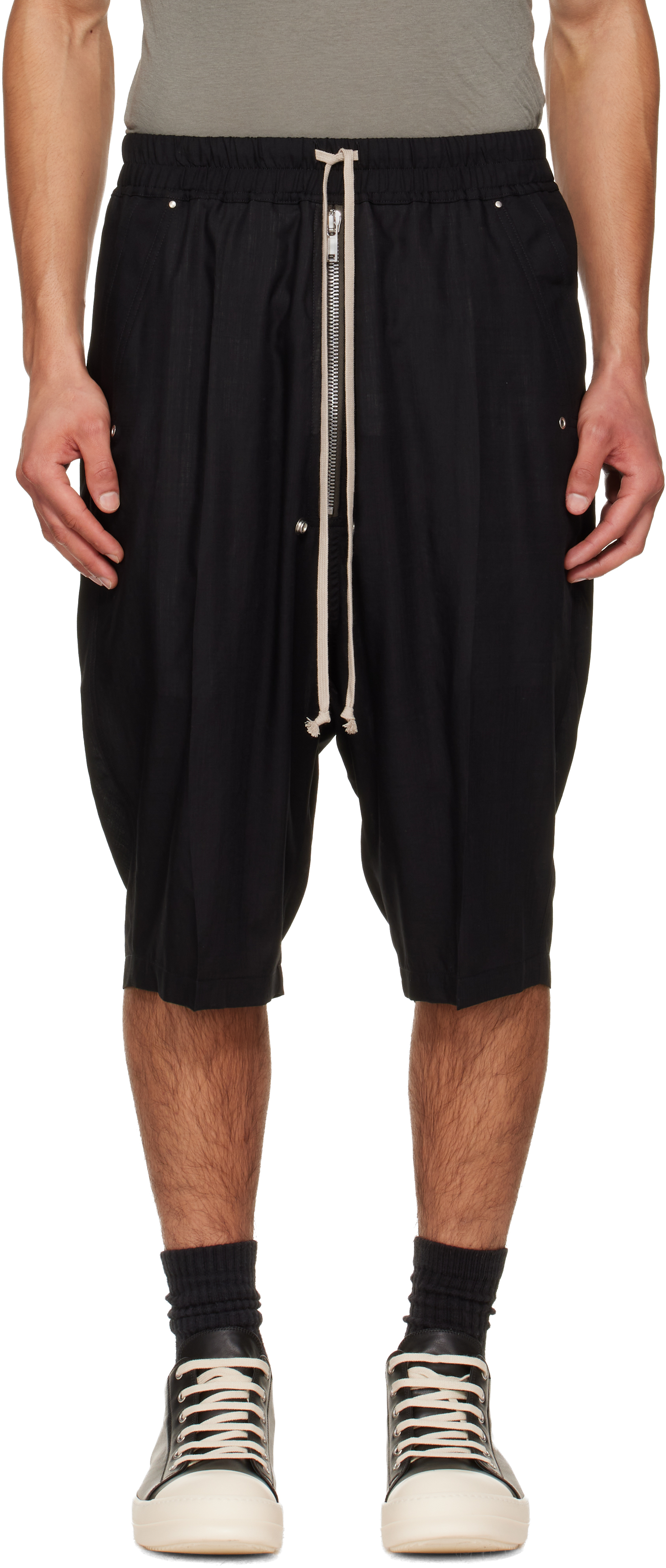 国内正規　22aw rick owens bela pods Rick Owens Bela Pods Shorts In Black Cotton | Smart Closet
