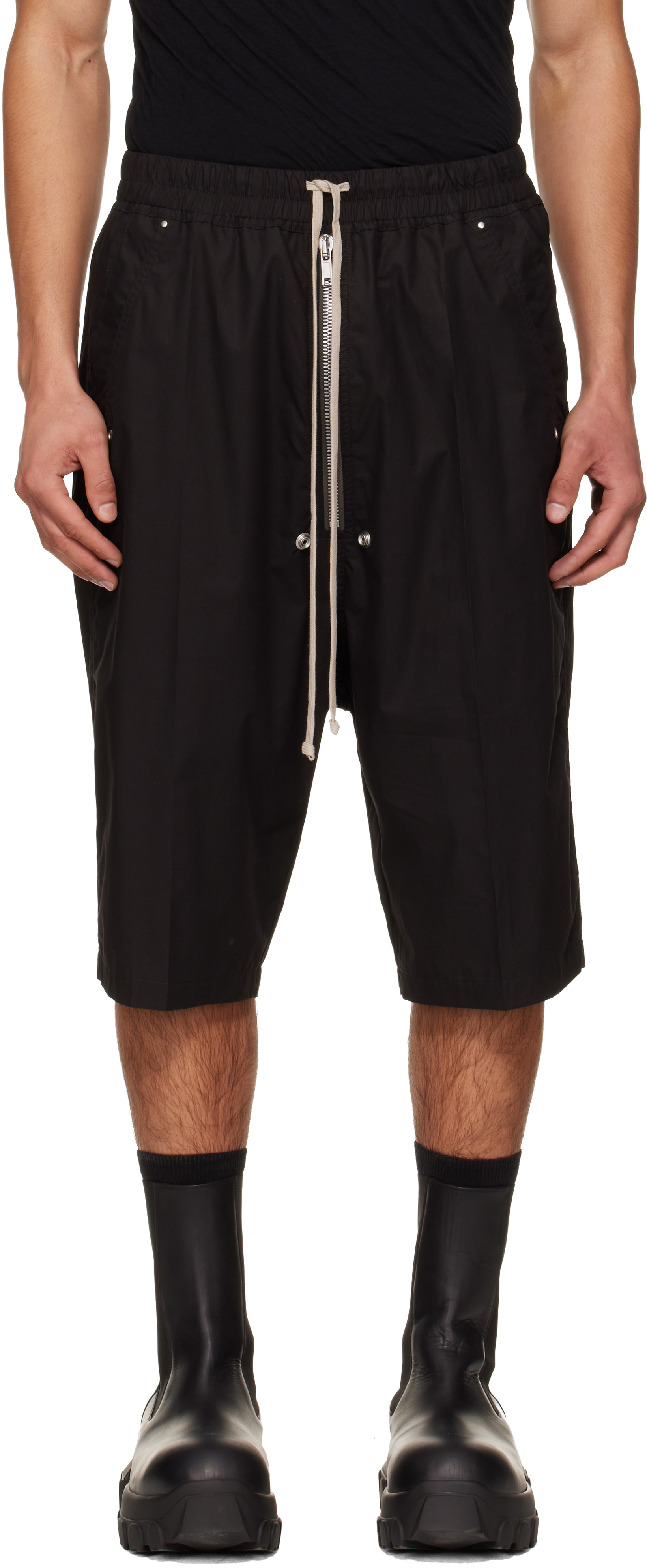 Rick Owens: Black Temple Bela Pods Shorts | SSENSE