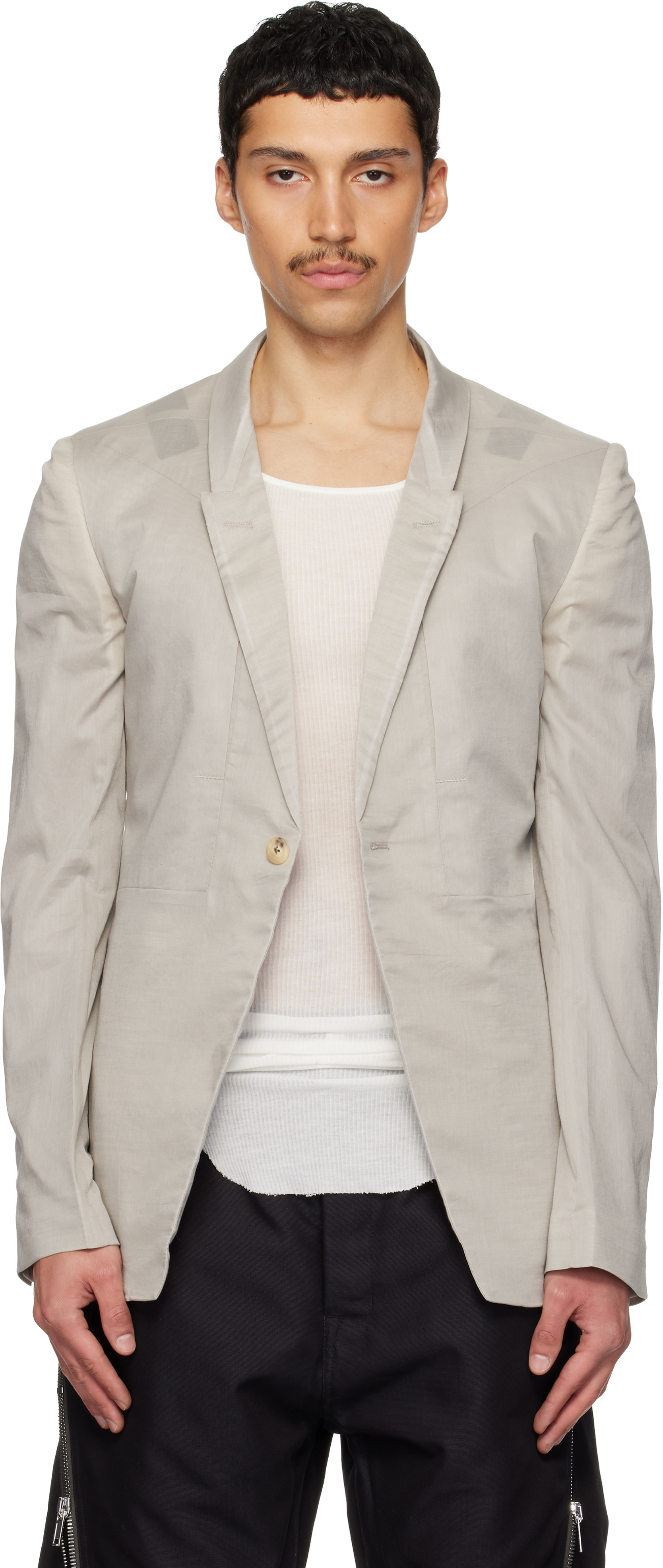 Rick Owens Off-White Temple Fogpocket Soft Soft Blazer