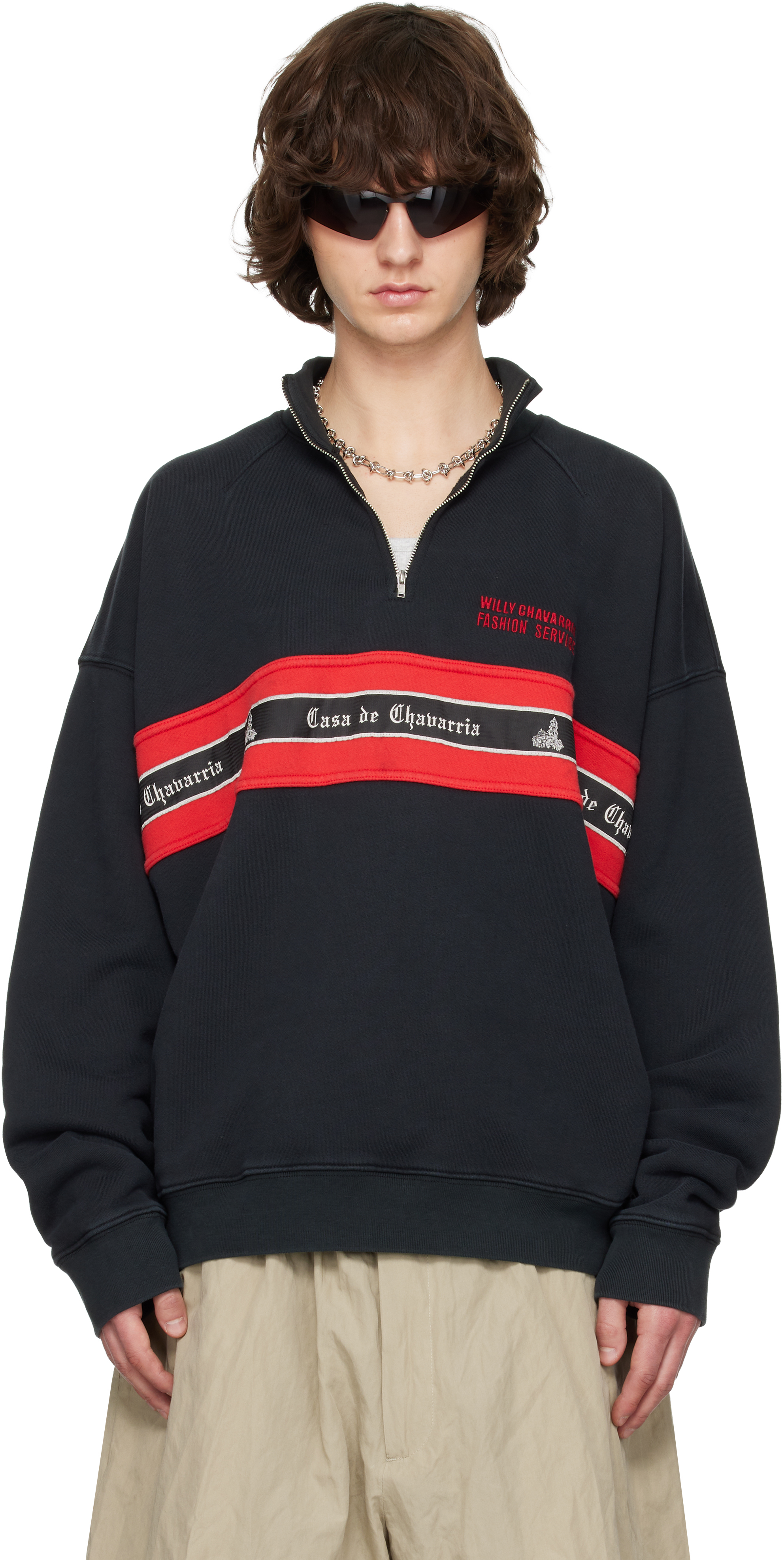 Black 'Casa de Chavarria' Gilroy Mock Neck Sweatshirt by WILLY