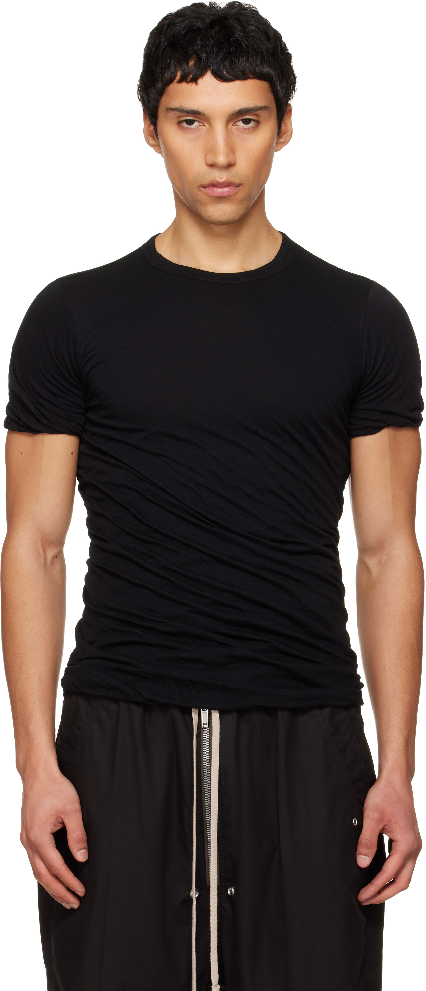 Rick Owens: ブラック Temple Double Tシャツ | SSENSE 日本