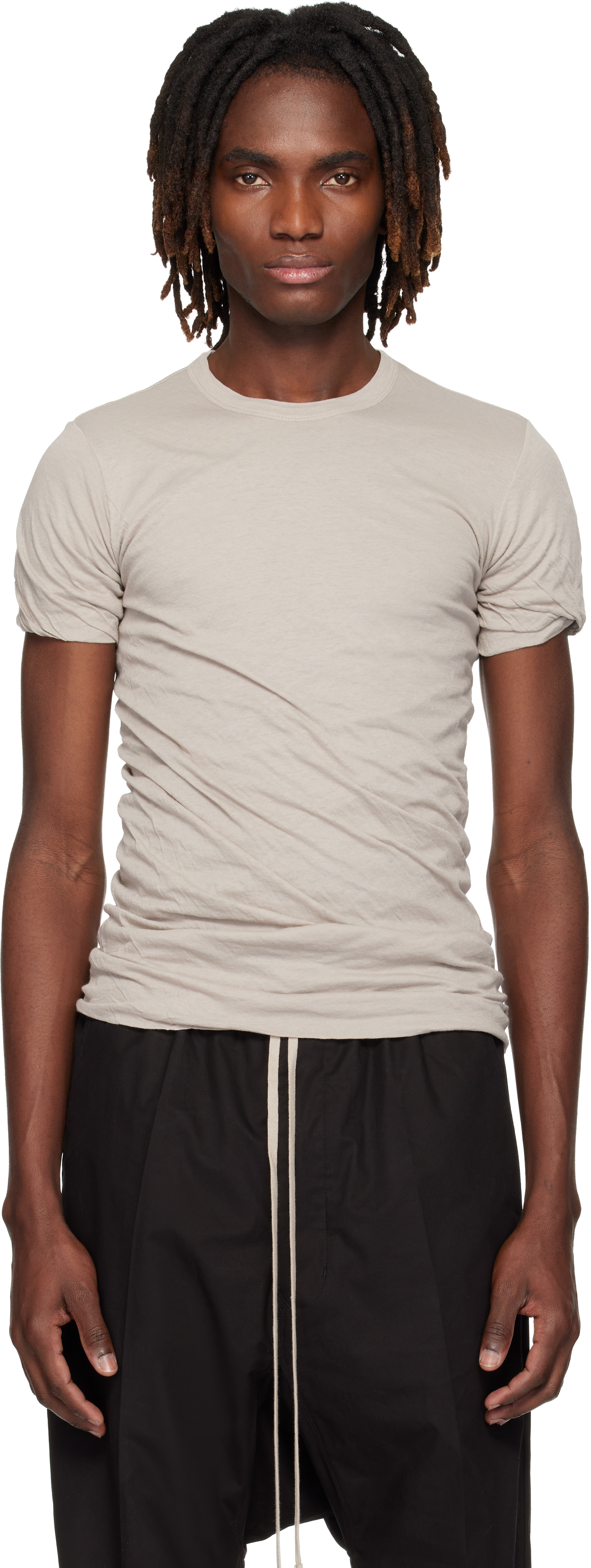 Rick Owens: オフホワイト Temple Double SS Tシャツ | SSENSE 日本