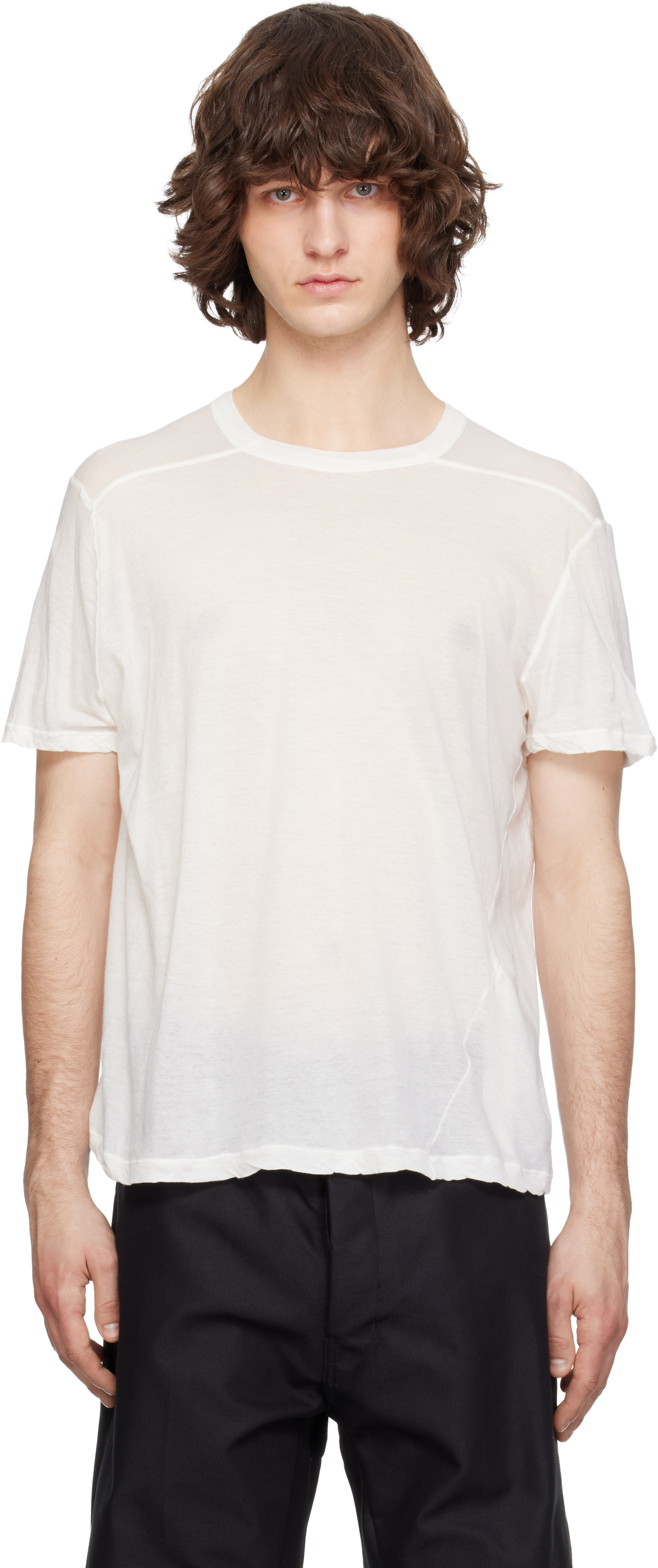 Rick Owens: Off-White Temple Short Level T-shirt | SSENSE