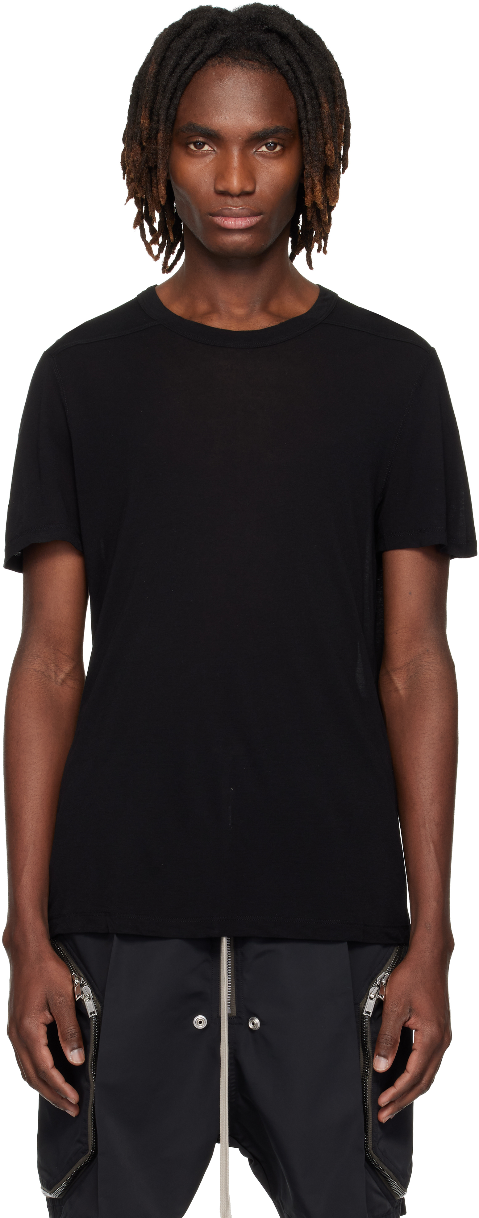 Rick Owens: ブラック Temple Short Level Tシャツ | SSENSE 日本