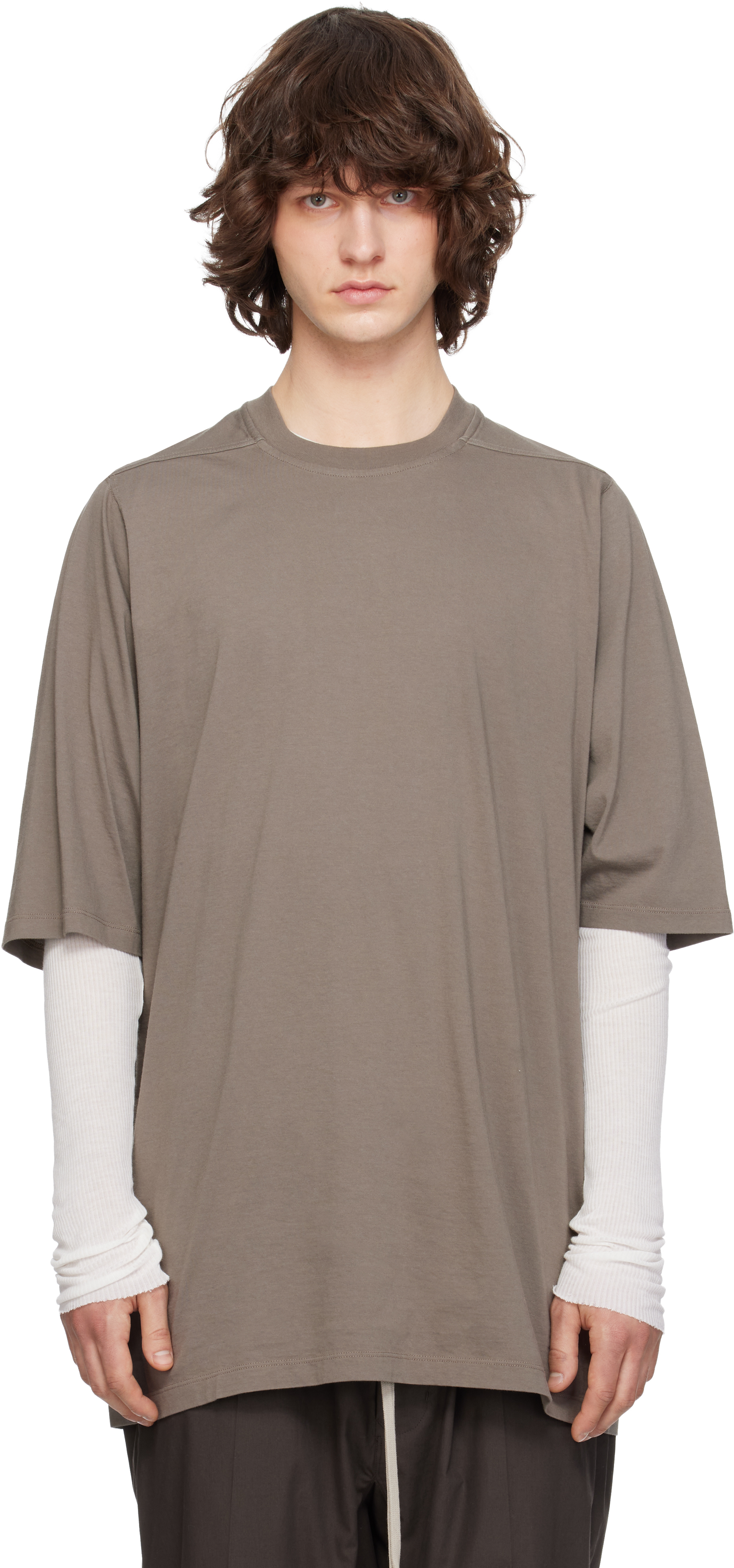 Rick Owens: グレー Temple Jumbo S/S Tシャツ | SSENSE 日本