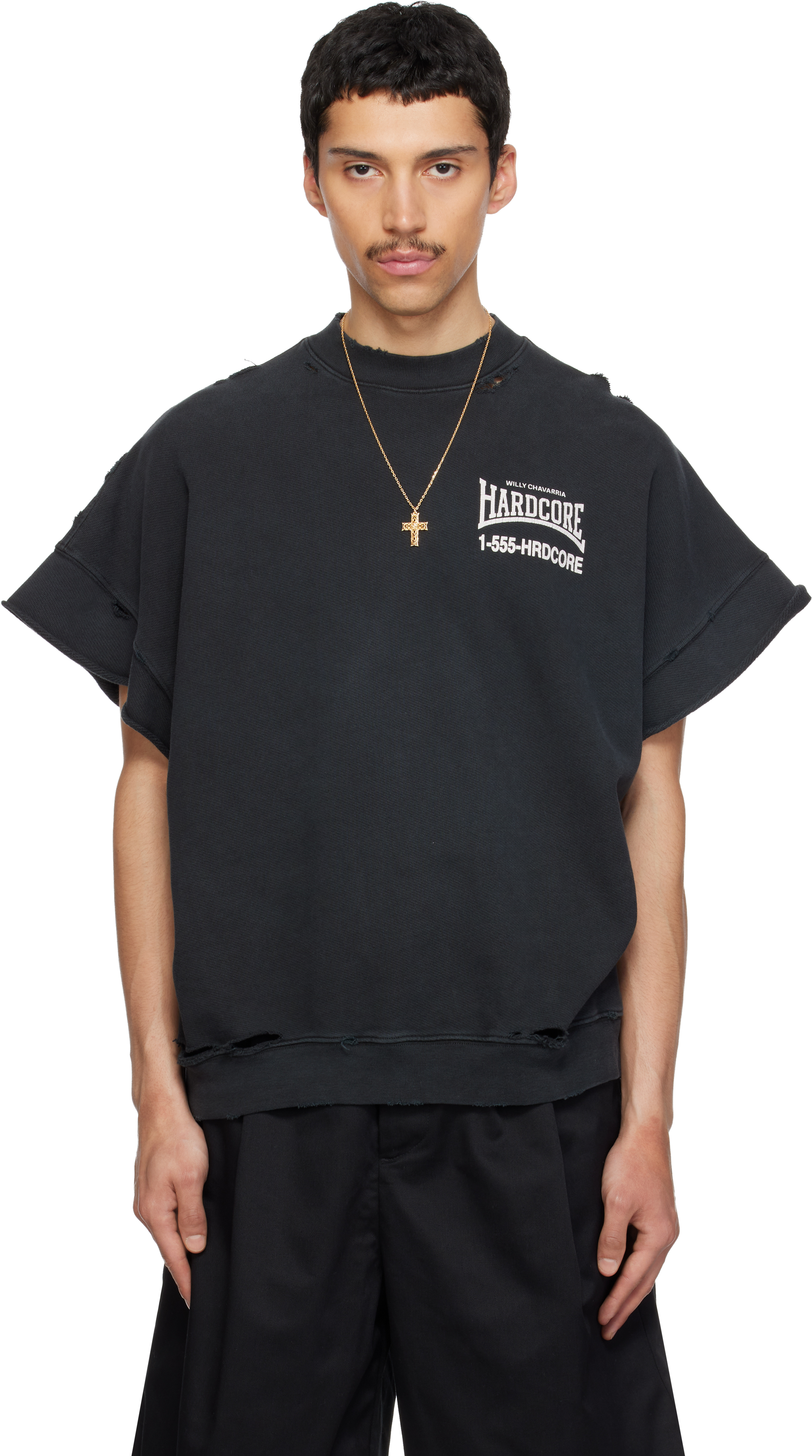WILLY CHAVARRIA: Black 'Hardcore' Muscle T-shirt | SSENSE