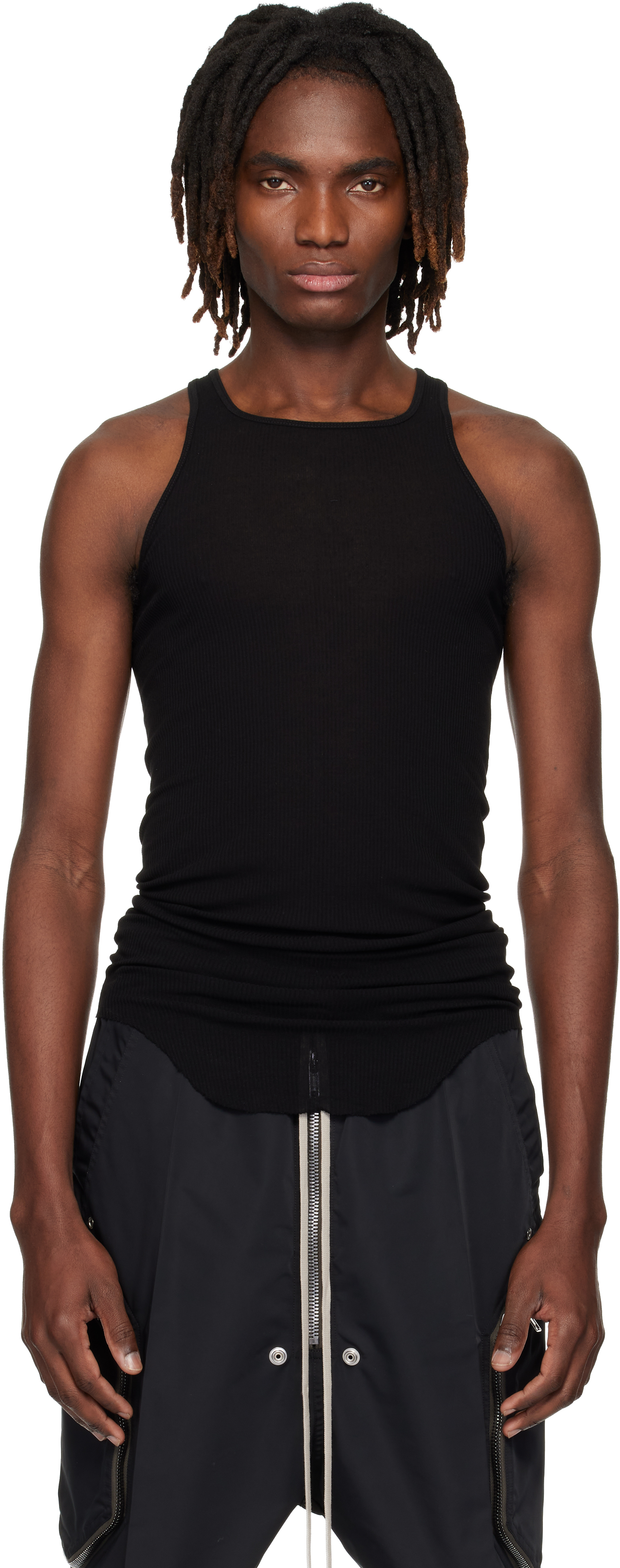 Rick Owens: Black Temple Basic Rib Tank Top | SSENSE