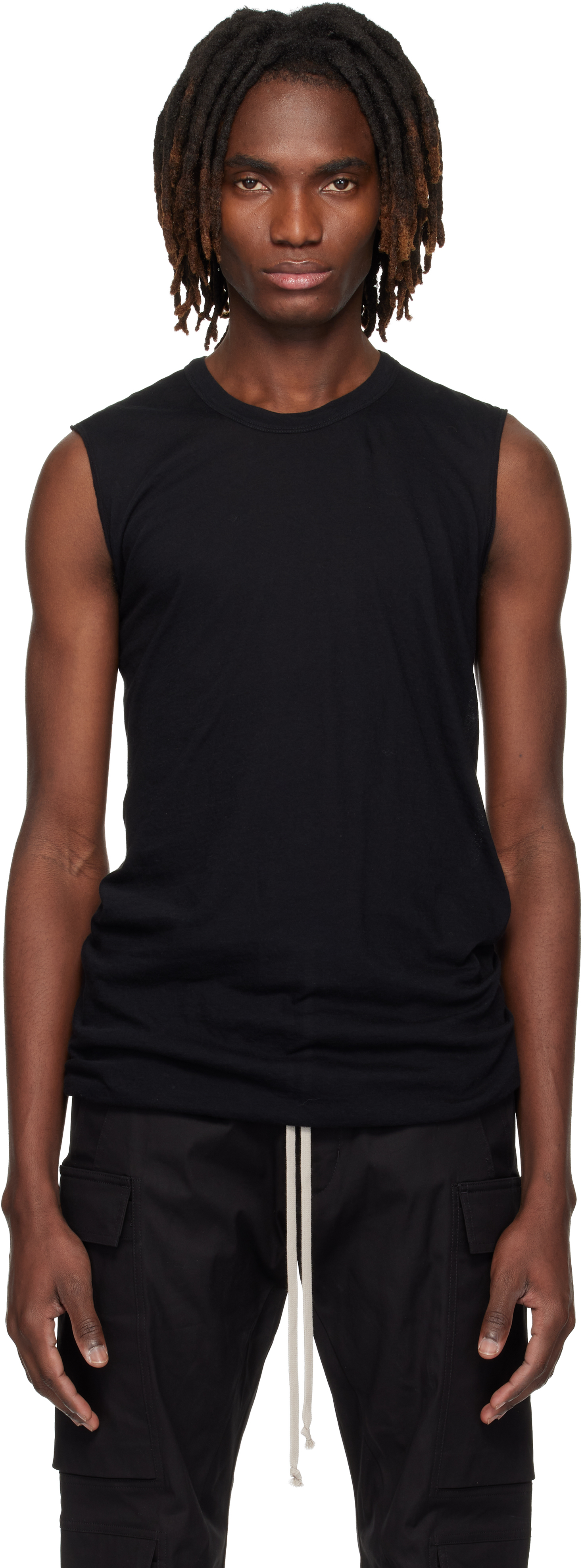 Rick Owens: ブラック Temple Basic SL タンクトップ | SSENSE 日本