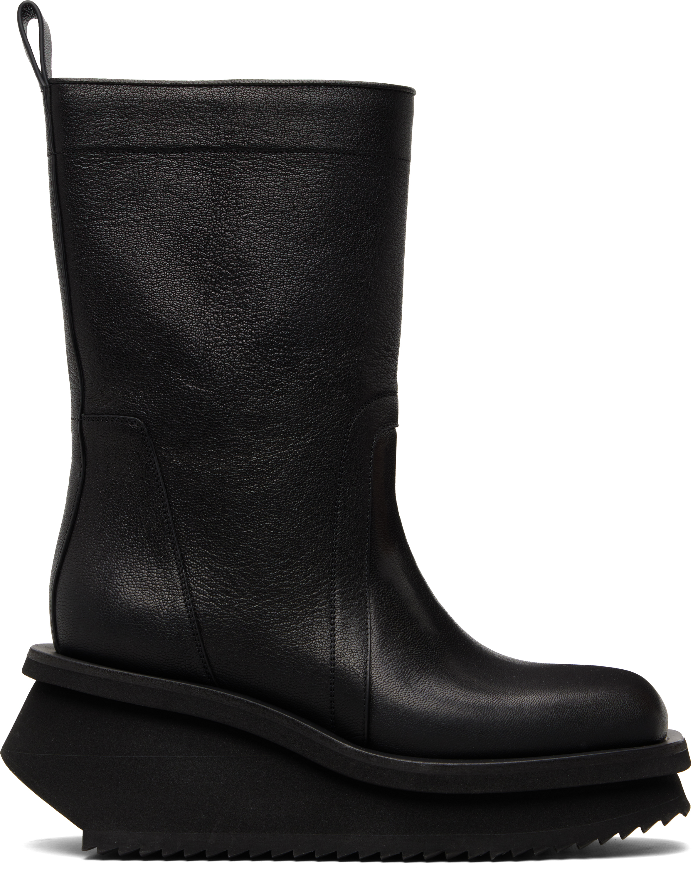 Rick Owens: Black Temple Low Factory Pull On Boots | SSENSE