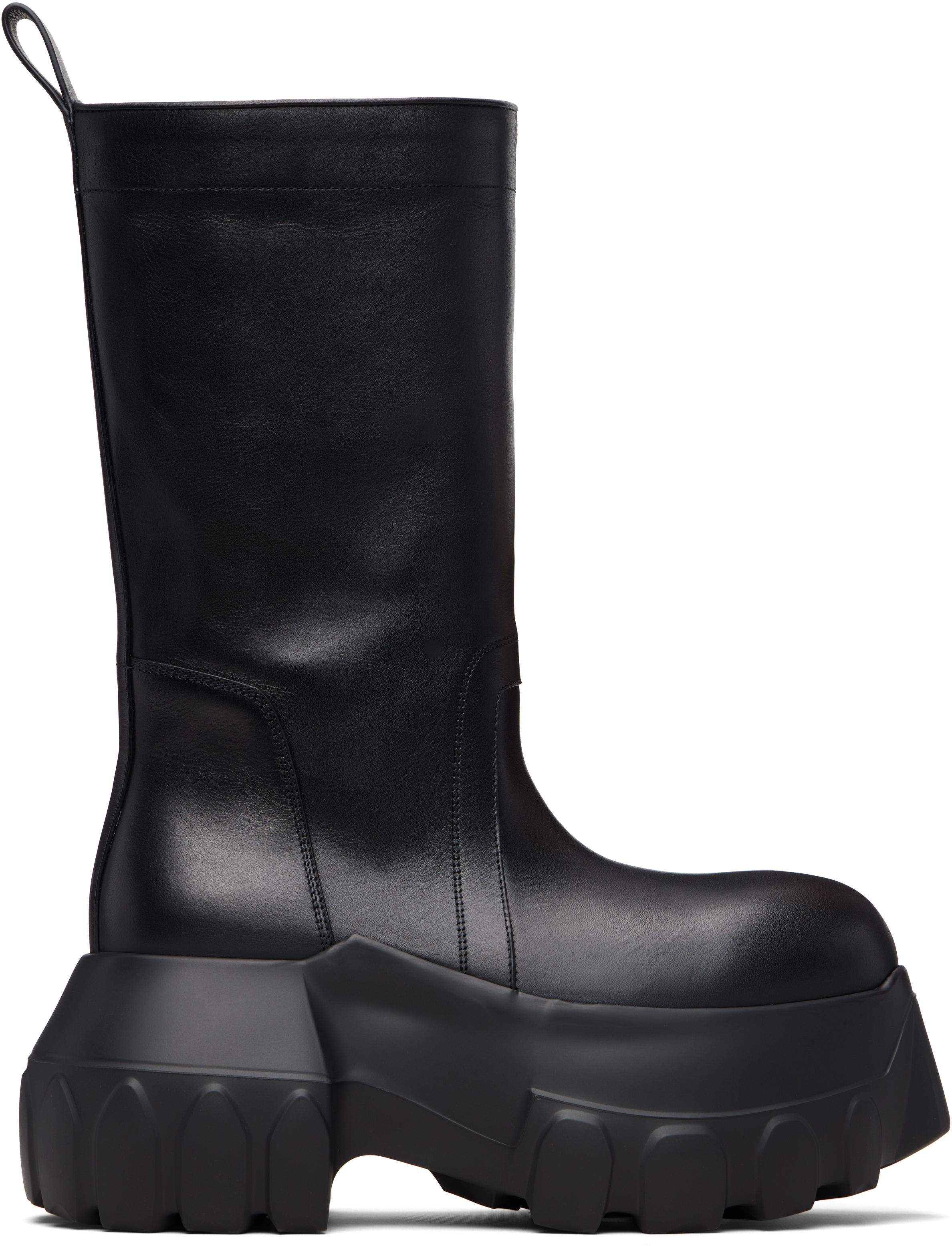 Rick Owens: Black Temple Pull On Mega Tractor Boots | SSENSE