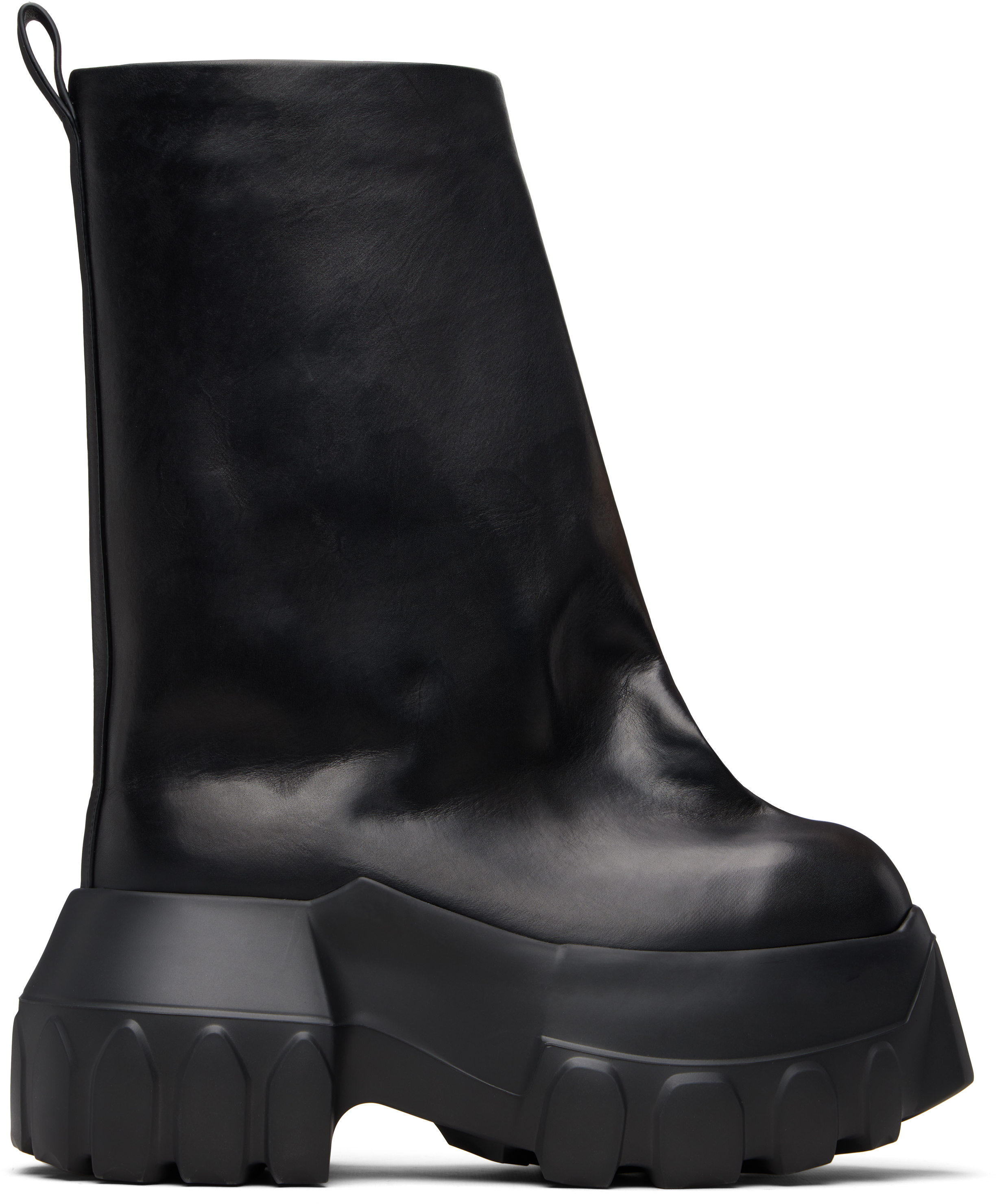 Rick Owens: ブラック Temple Flared Mega Tractor ブーツ | SSENSE 日本