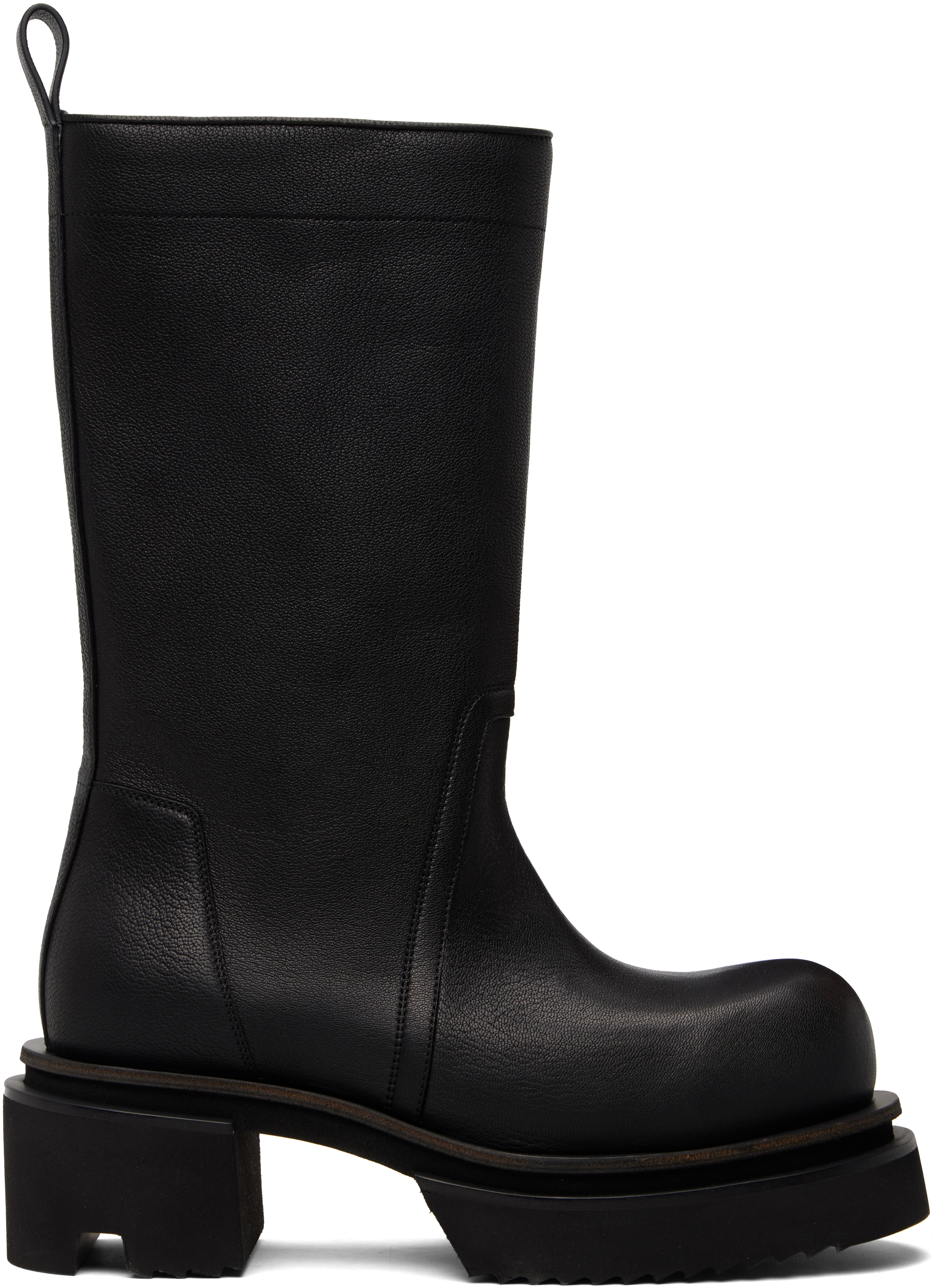 Rick Owens: Black Temple Calf Pull On Bogun Boots | SSENSE